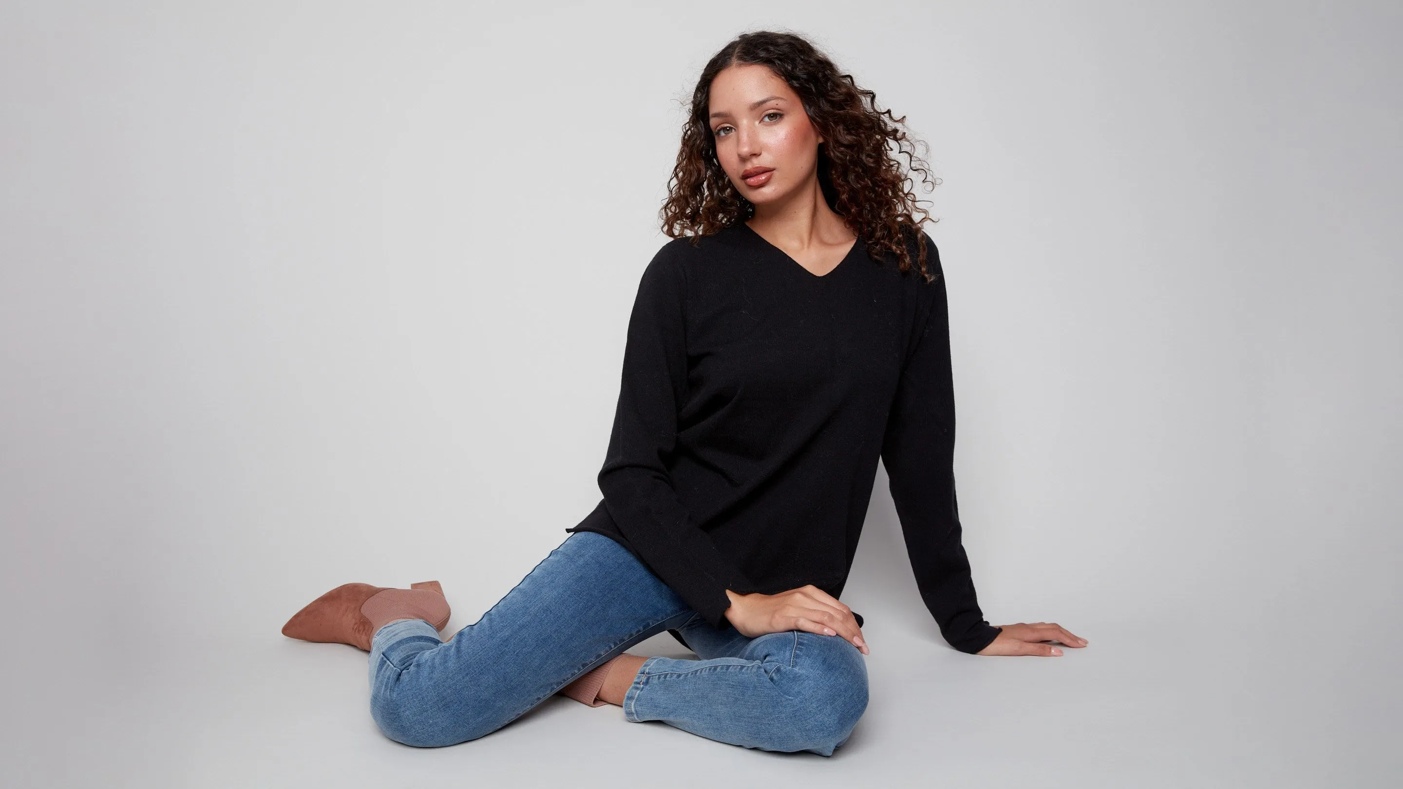Basic V-Neck Sweater - Black sold by Charlie B product image thumbnail 5