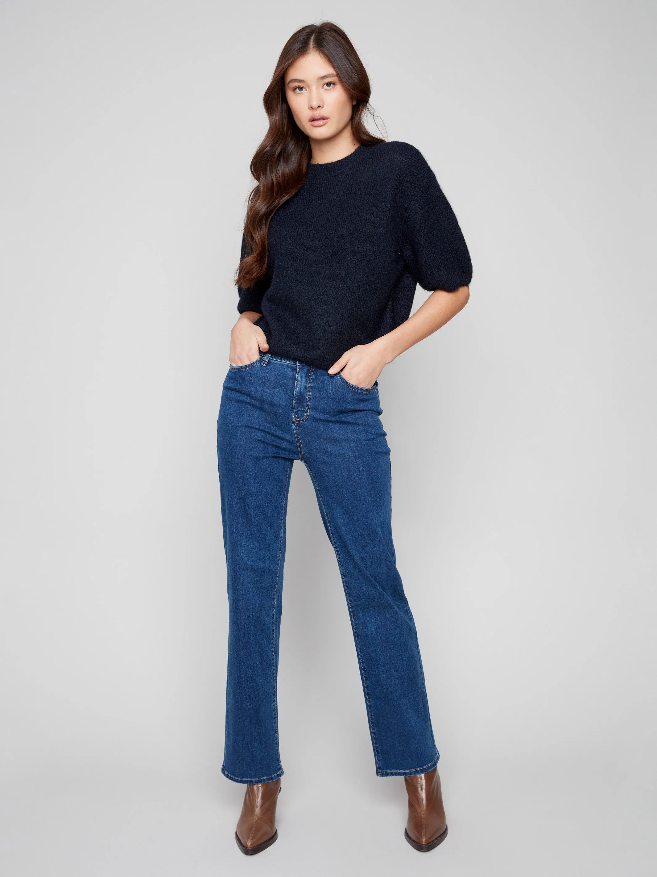 Balloon Elbow Sleeve Knit Sweater - Moonlight sold by Charlie B product image thumbnail 3