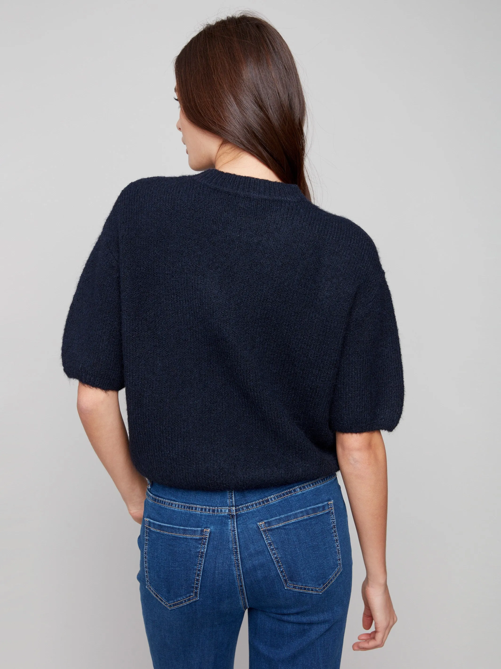 Balloon Elbow Sleeve Knit Sweater - Moonlight sold by Charlie B product image thumbnail 4