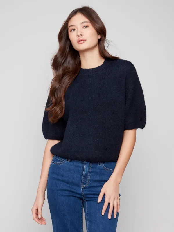 Balloon Elbow Sleeve Knit Sweater - Moonlight made by Charlie B