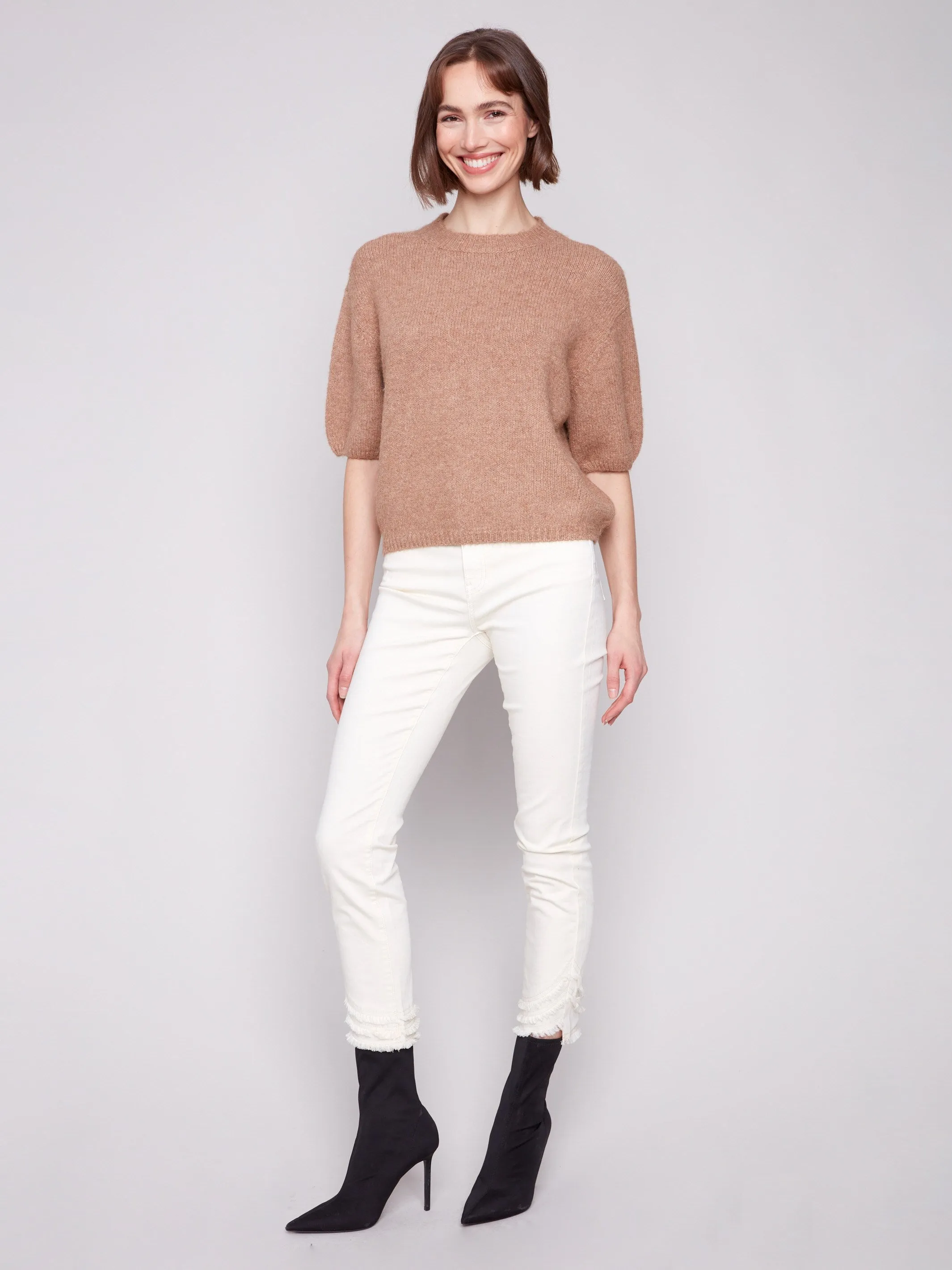 Balloon Elbow Sleeve Knit Sweater - Sesame sold by Charlie B product image thumbnail 4