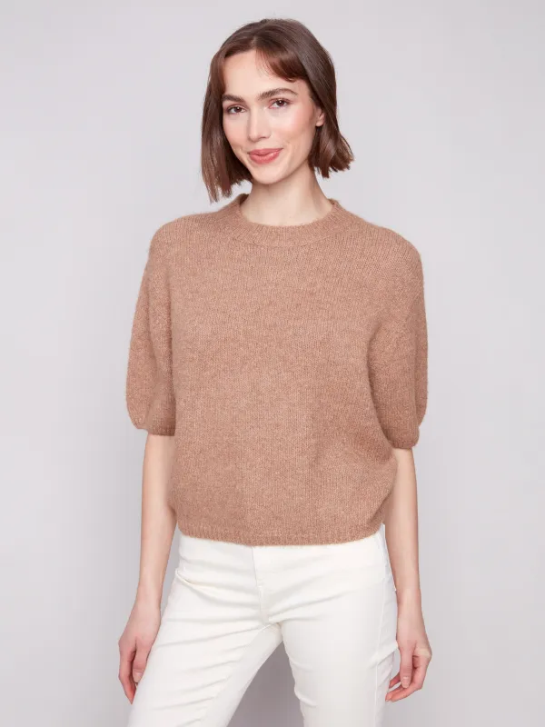 Balloon Elbow Sleeve Knit Sweater - Sesame sold by Charlie B