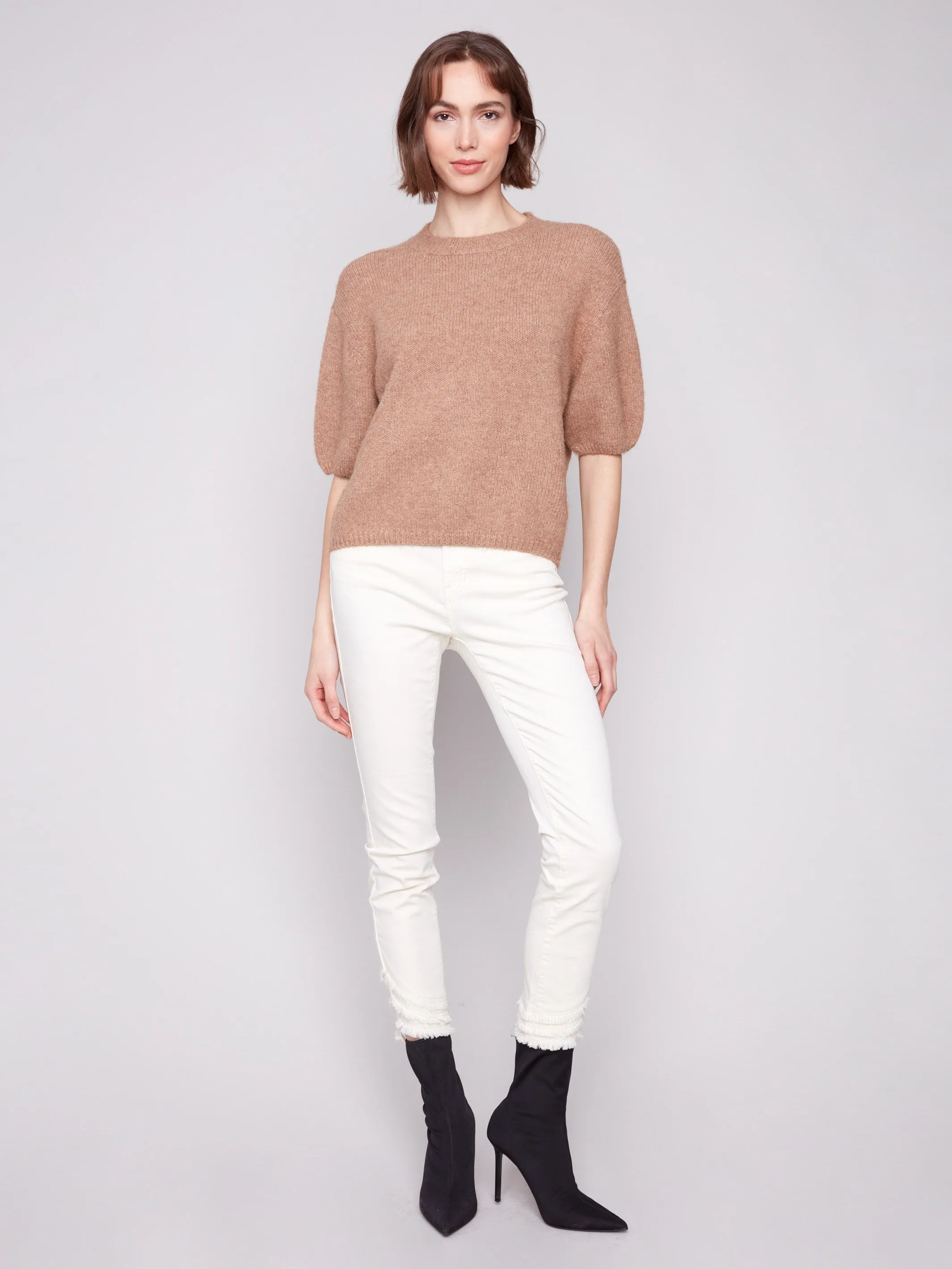 Balloon Elbow Sleeve Knit Sweater - Sesame sold by Charlie B product image thumbnail 2
