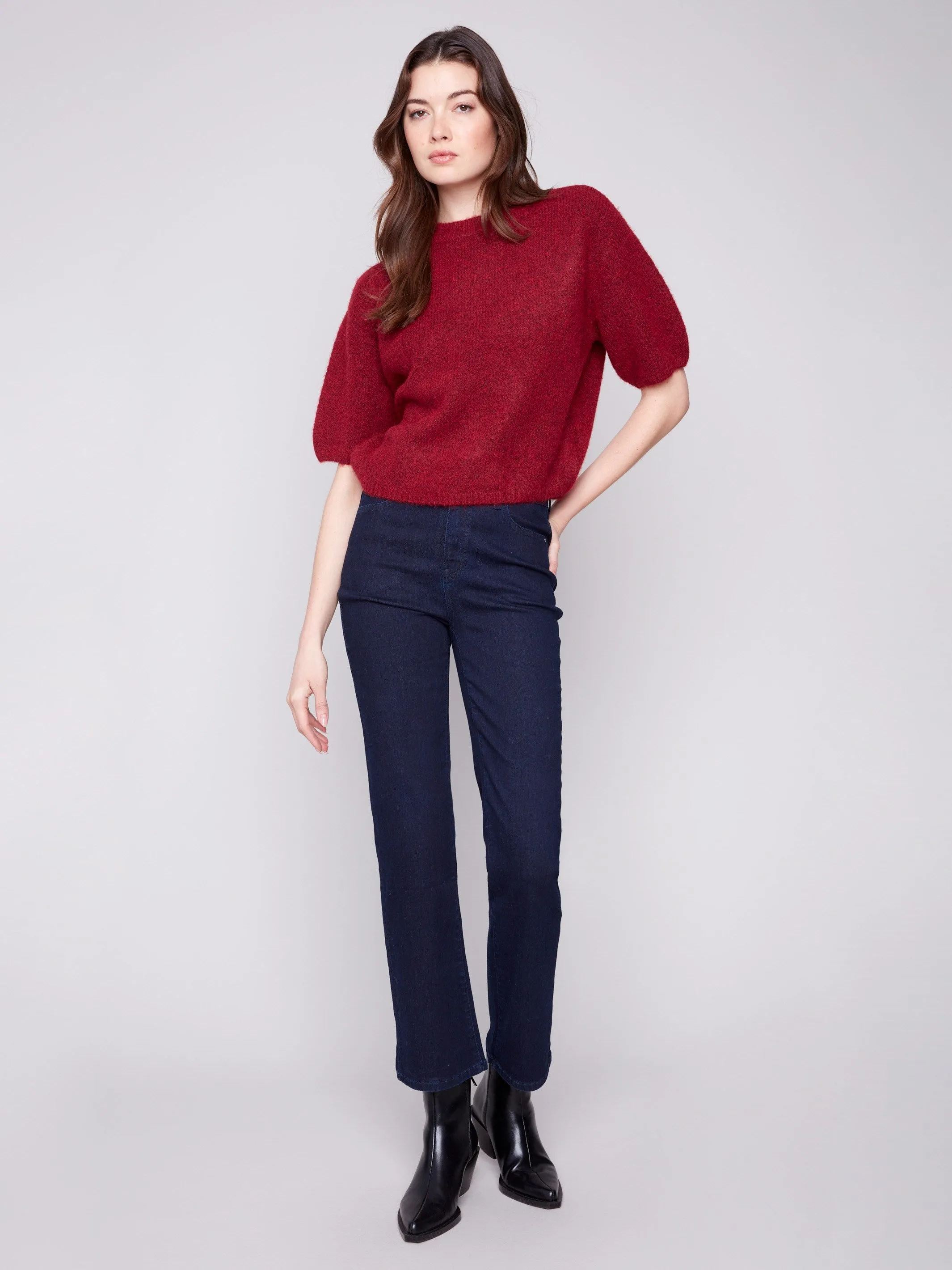 Balloon Elbow Sleeve Knit Sweater - Cabernet sold by Charlie B product image thumbnail 2