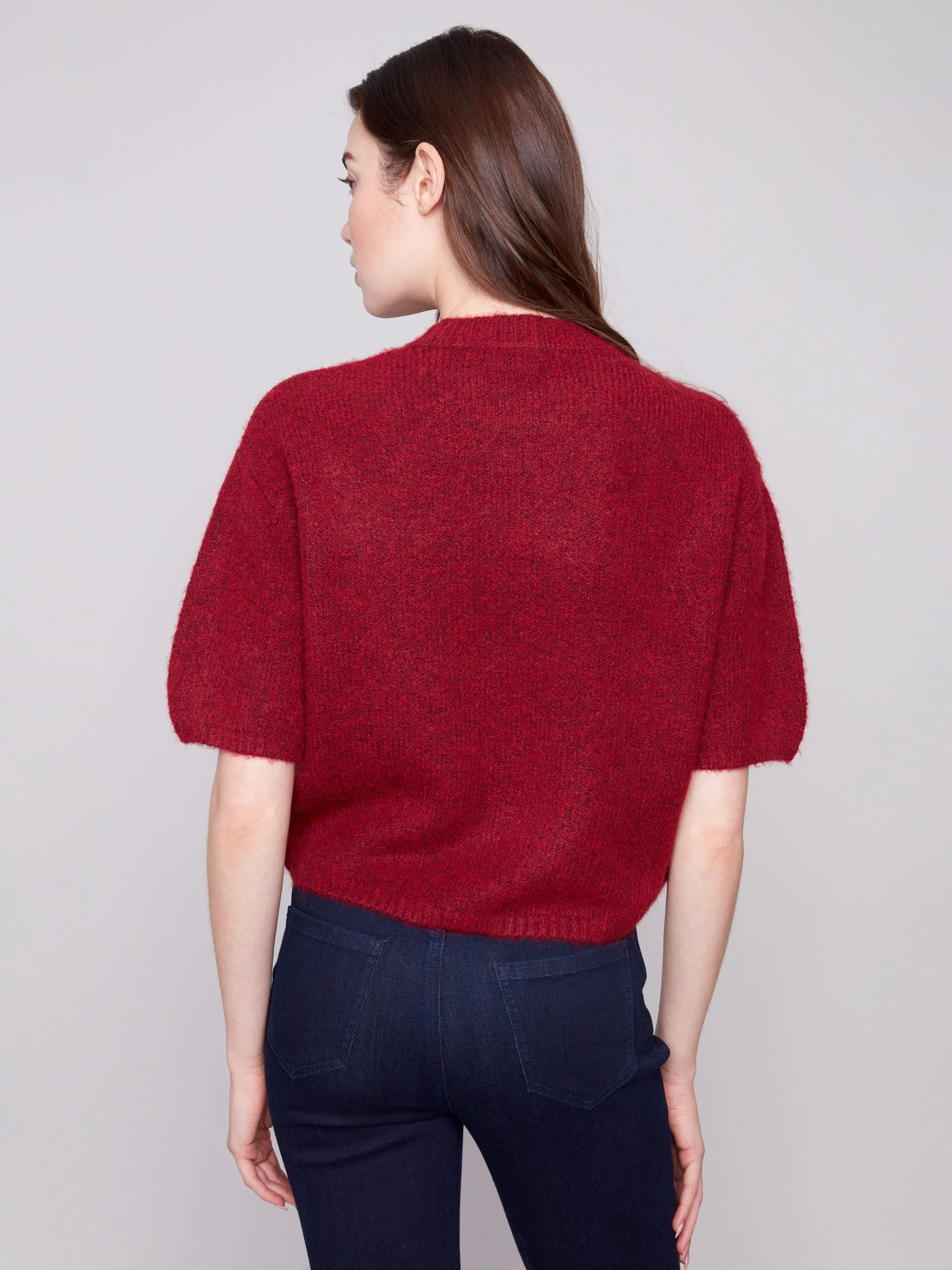 Balloon Elbow Sleeve Knit Sweater - Cabernet sold by Charlie B product image thumbnail 3