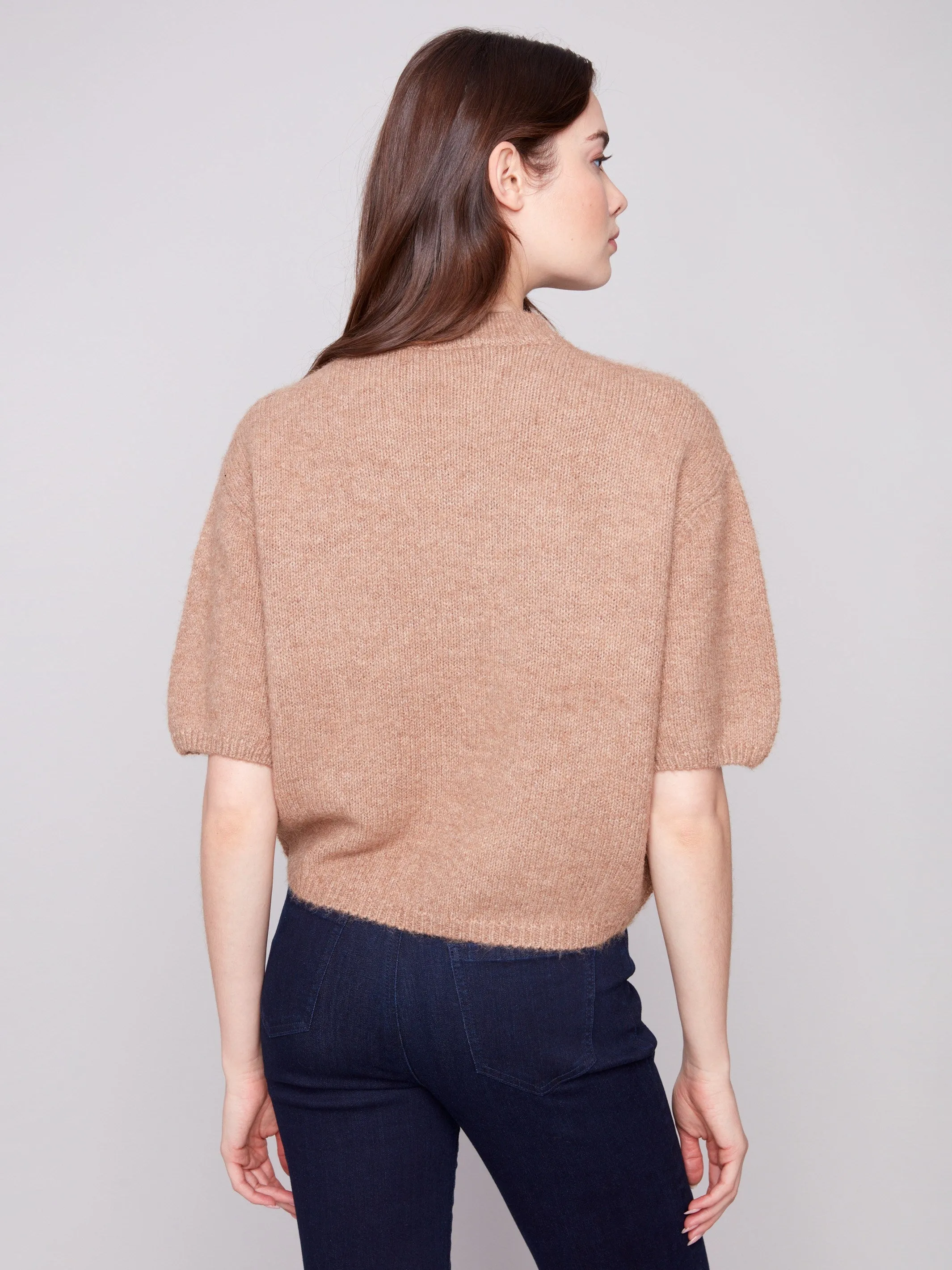 Balloon Elbow Sleeve Knit Sweater - Truffle sold by Charlie B product image thumbnail 4
