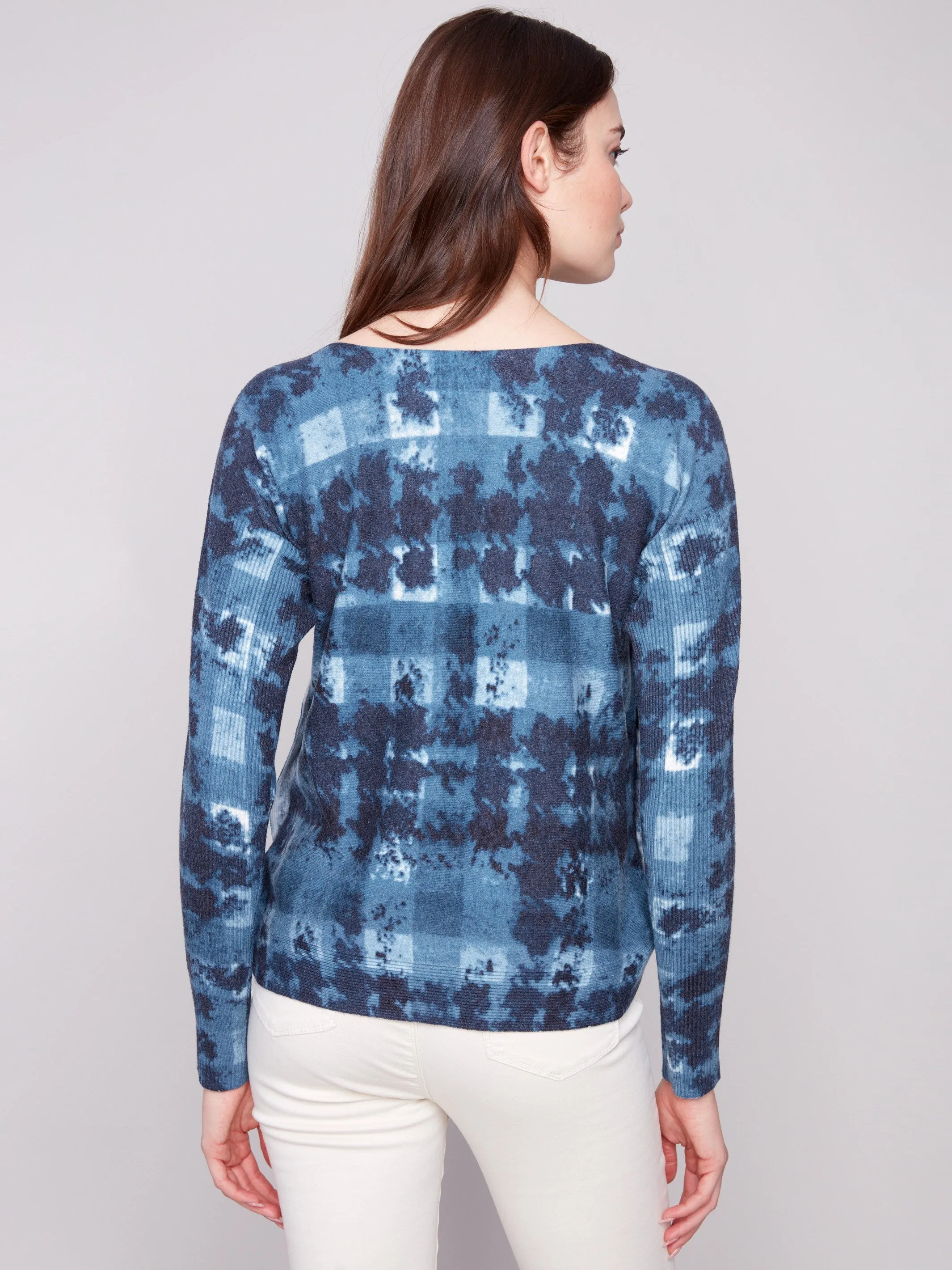 Printed Boat Neck Sweater With Side Buttons - Shadow sold by Charlie B product image thumbnail 5