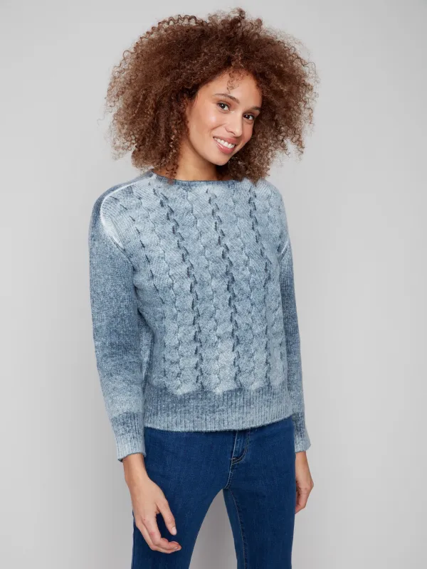 Fancy Stitch Crew Neck Sweater - Denim sold by Charlie B