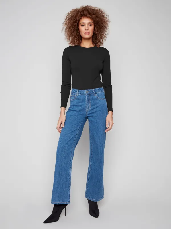 Wide Leg Corduroy Jeans - Stripes sold by Charlie B
