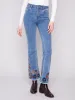 Flare Leg Jeans With Colorful Floral Embroidery - Medium Blue sold by Charlie B