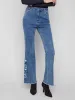 Flared Floral Embroidered Jeans - Medium Blue sold by Charlie B