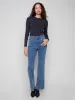 Flared Floral Embroidered Jeans - Medium Blue sold by Charlie B