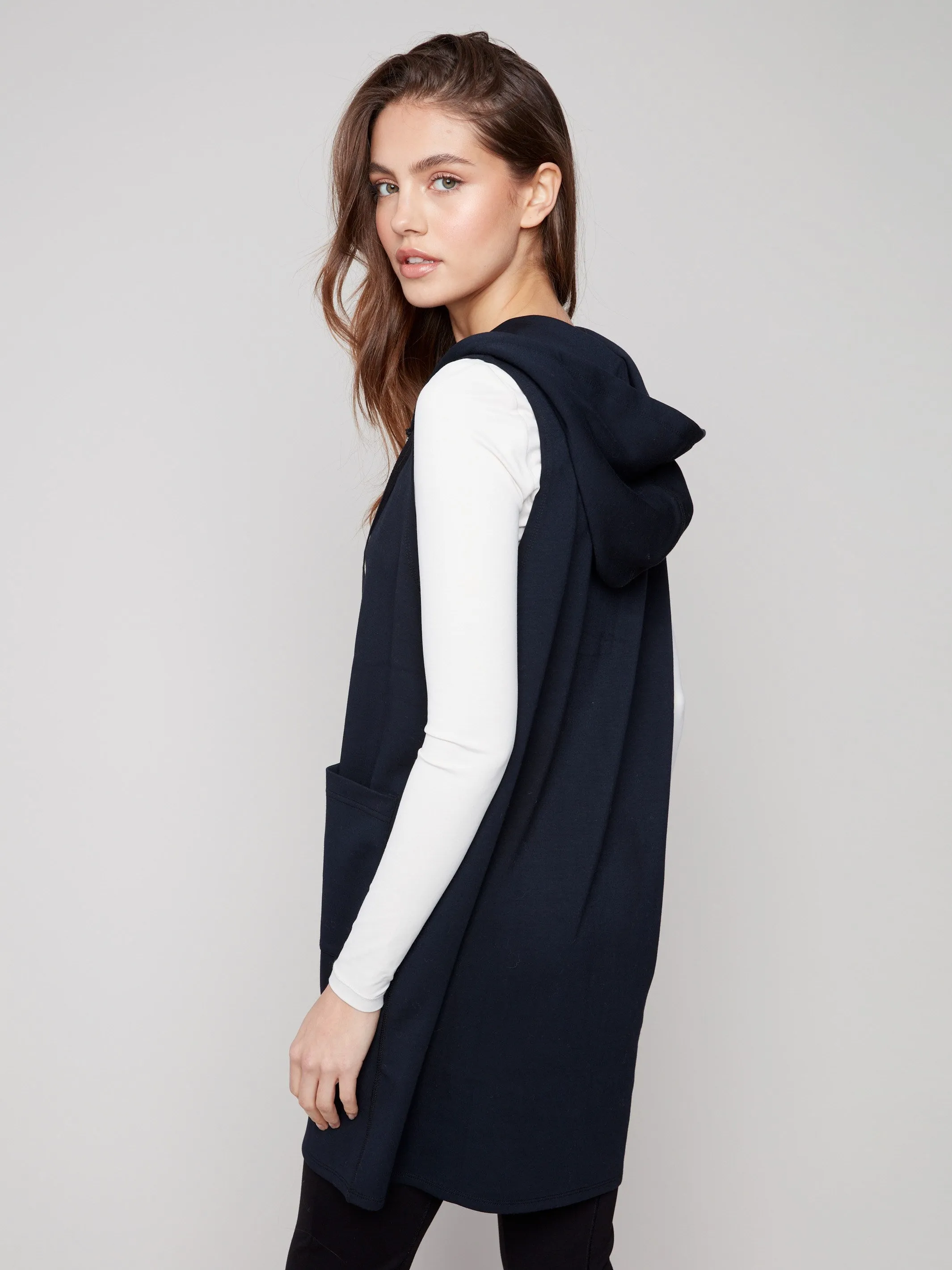 Soft Scuba Long Hooded Vest - Black sold by Charlie B product image thumbnail 3