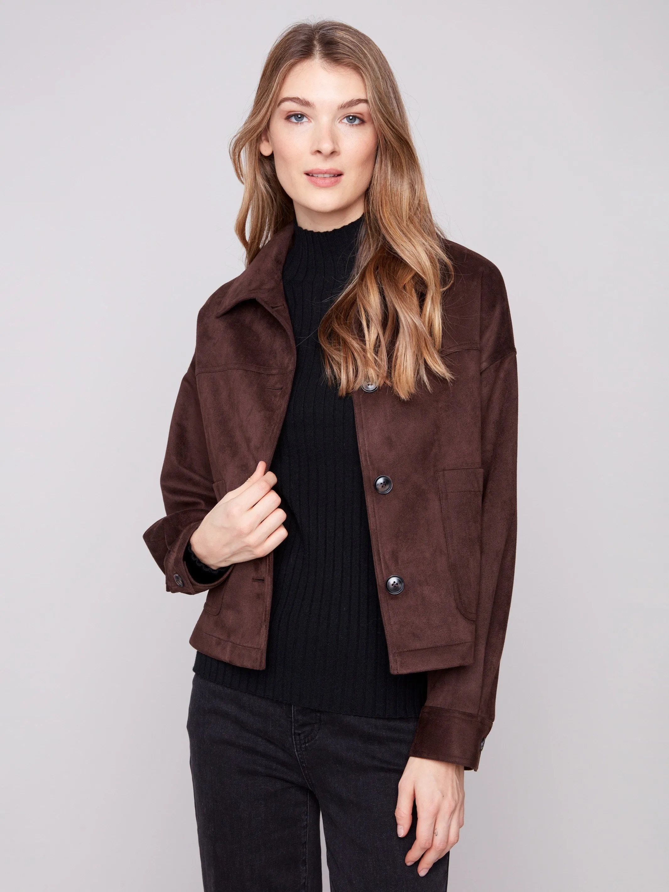 Short Faux Suede Jacket - Mocha sold by Charlie B product image thumbnail 5