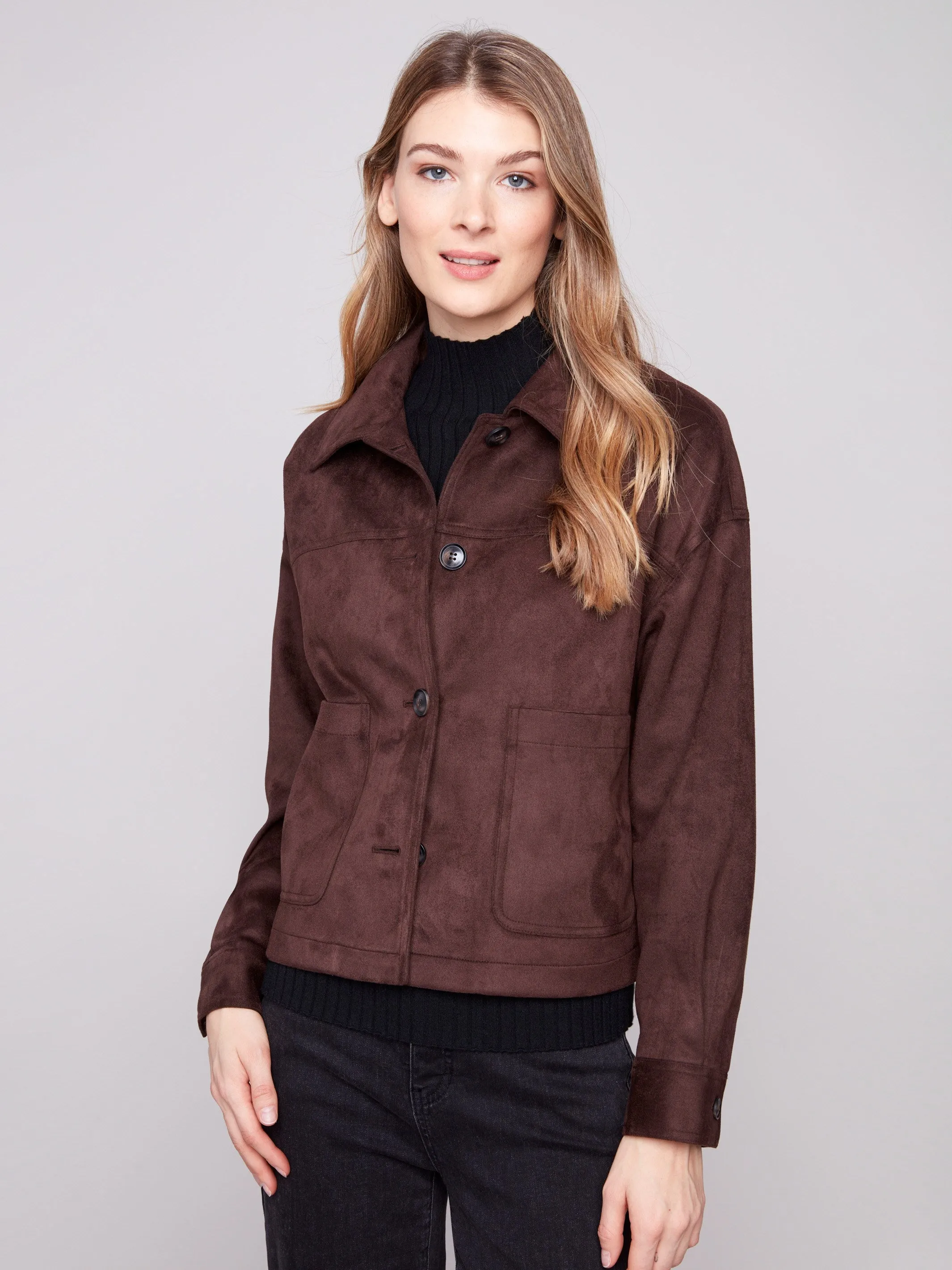 Short Faux Suede Jacket - Mocha sold by Charlie B product image thumbnail 2