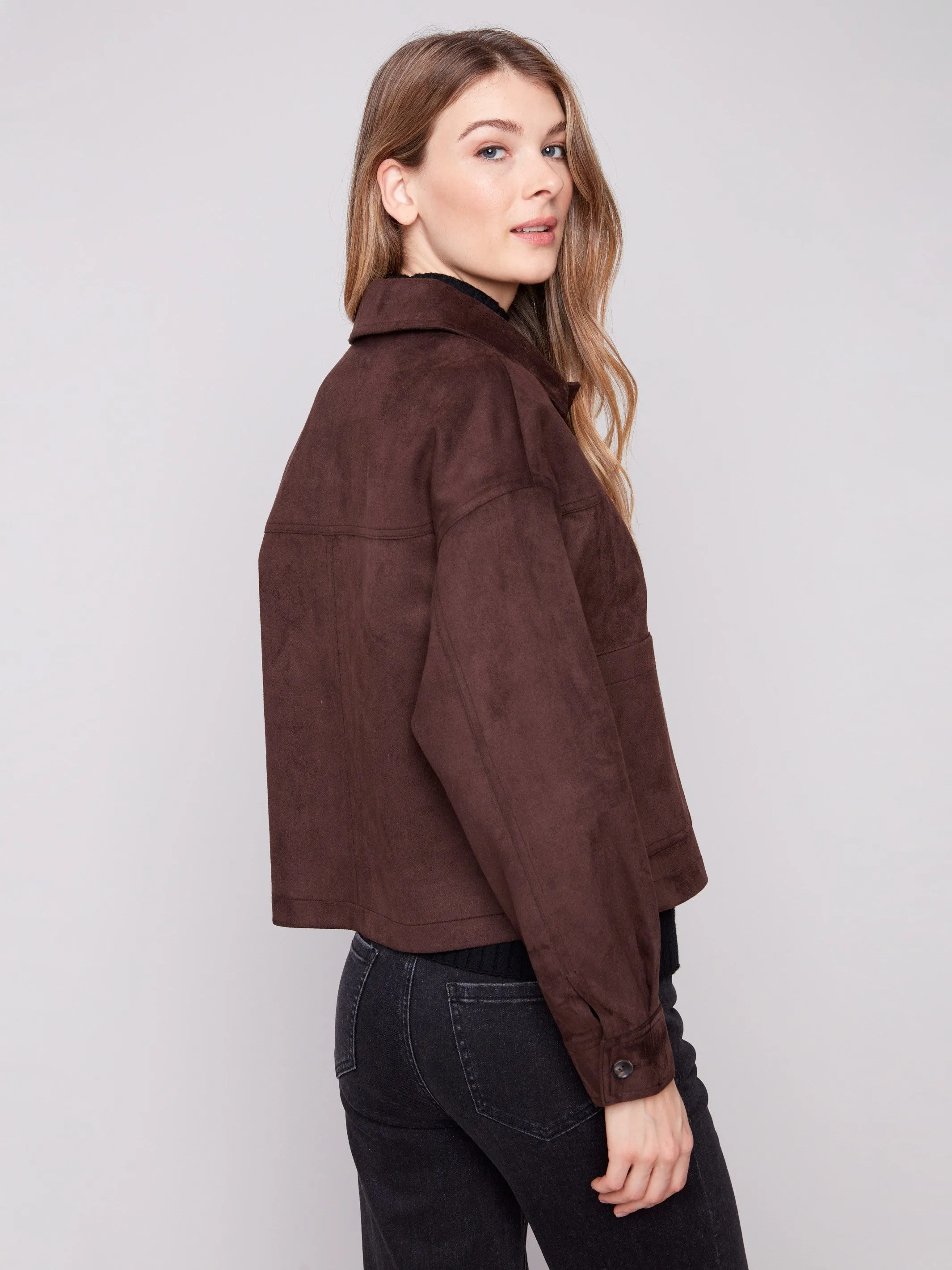 Short Faux Suede Jacket - Mocha sold by Charlie B product image thumbnail 3