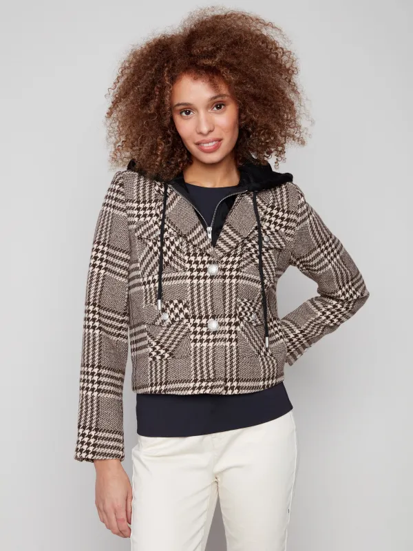 Glenn Plaid Hooded Jacket - Mocha sold by Charlie B