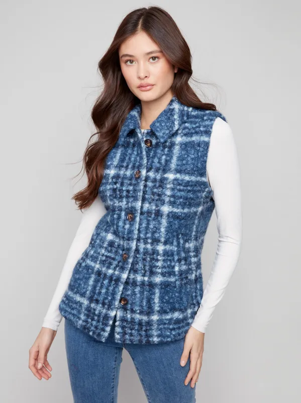 Plaid Bouclé Knit Vest - Moonlight sold by Charlie B