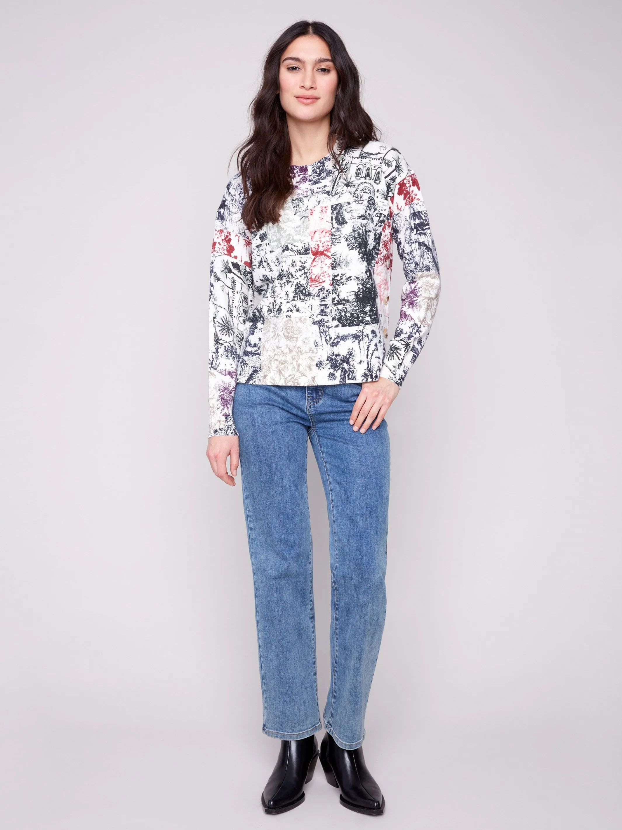 Printed Sweater With Side Buttons - Frame sold by Charlie B product image thumbnail 2