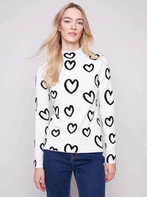 Reversible Mock Neck Sweater - Hearts sold by Charlie B