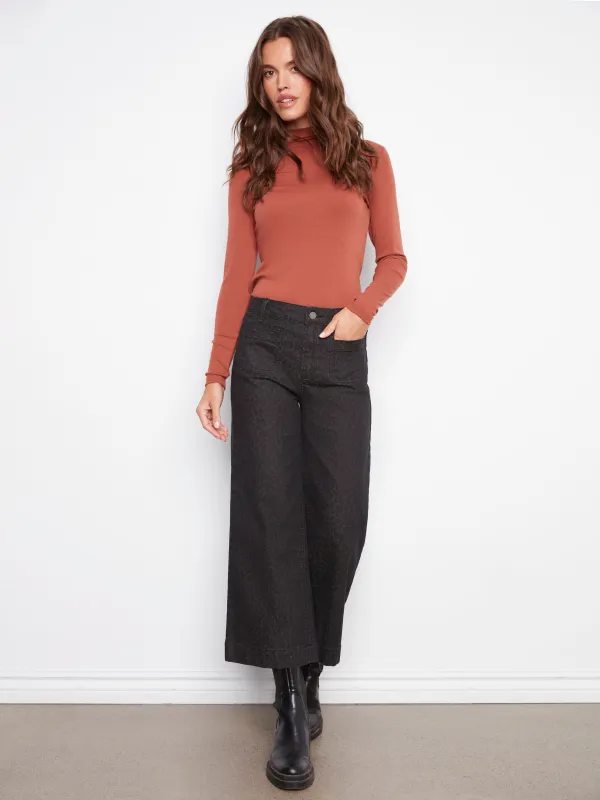 Printed Patch Pocket Flare Pants - Leopard sold by Charlie B