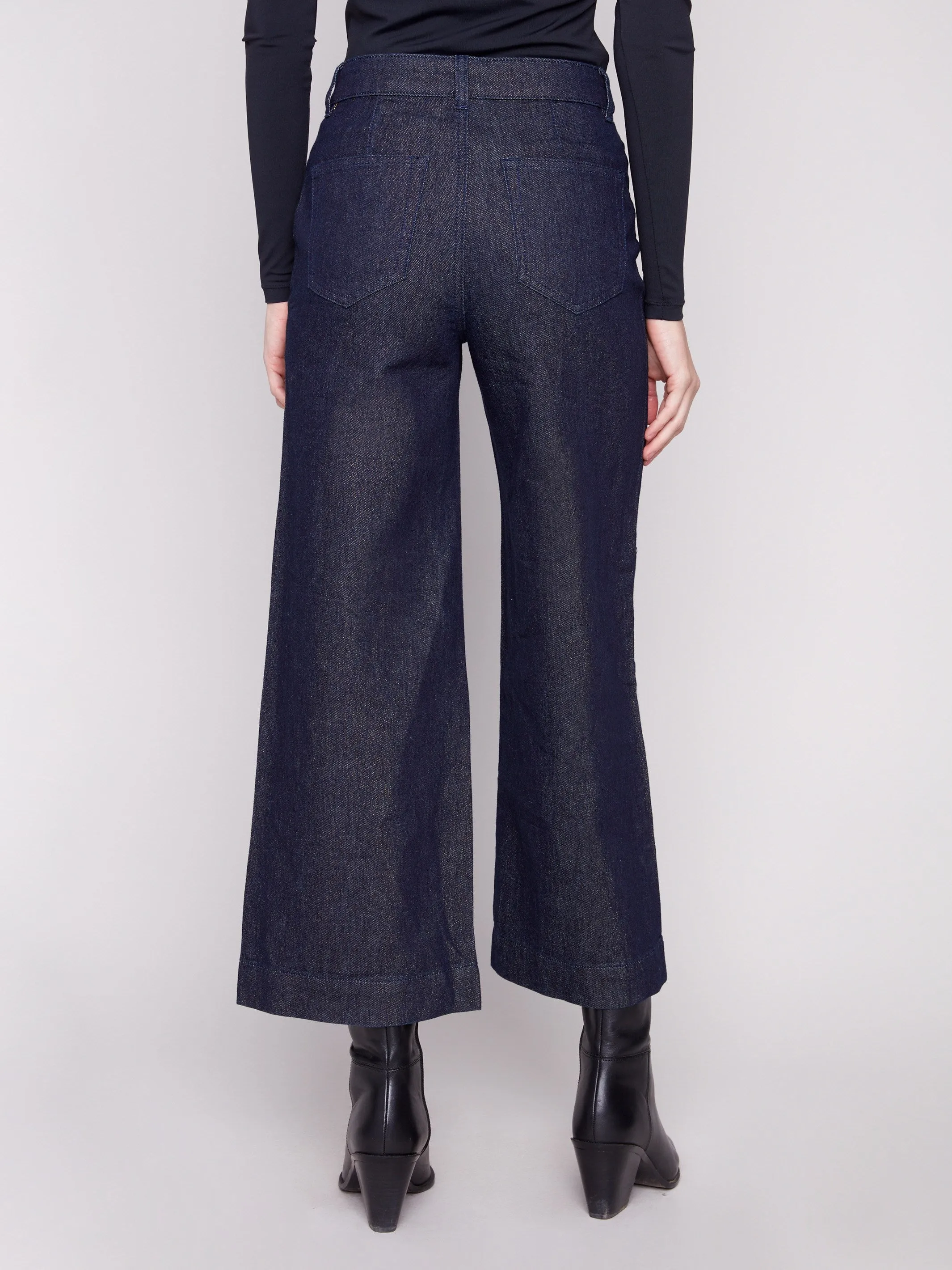 Metallic Patch Pocket Flare Jeans - Blue Black sold by Charlie B product image thumbnail 4