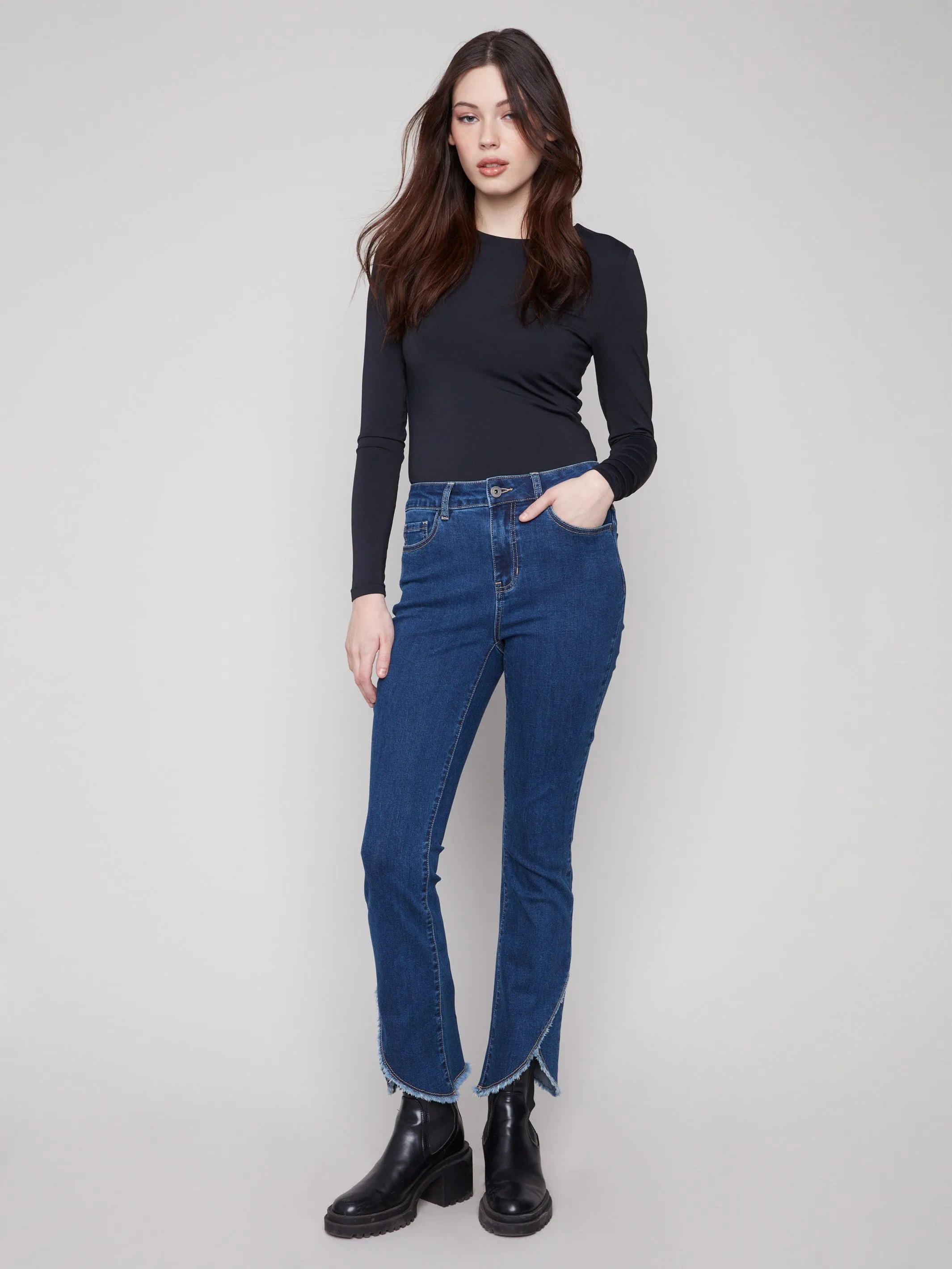 Front Tulip Hem Jeans - Indigo sold by Charlie B