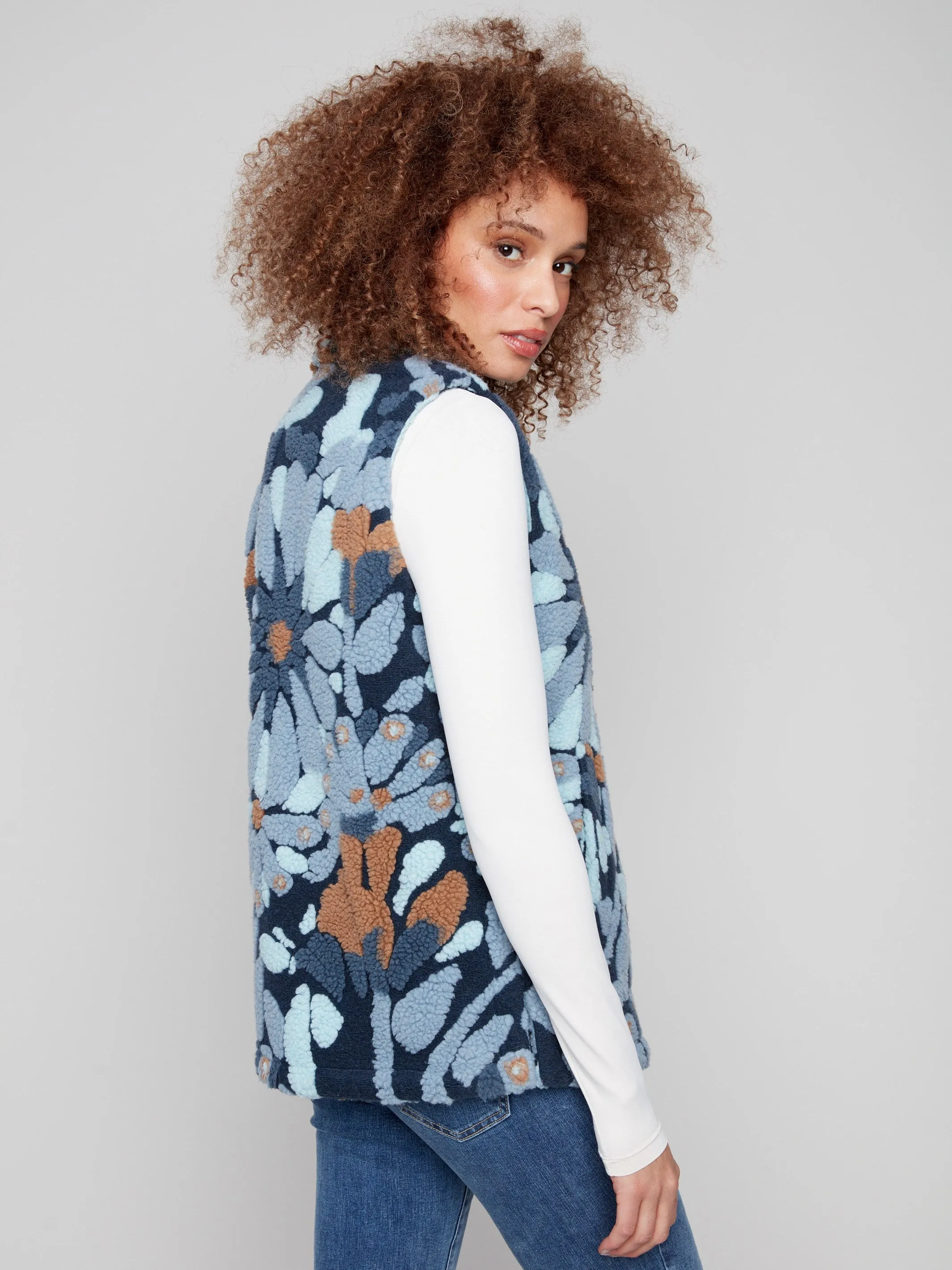 Floral Sherpa Fleece Vest - Oxford sold by Charlie B product image thumbnail 4