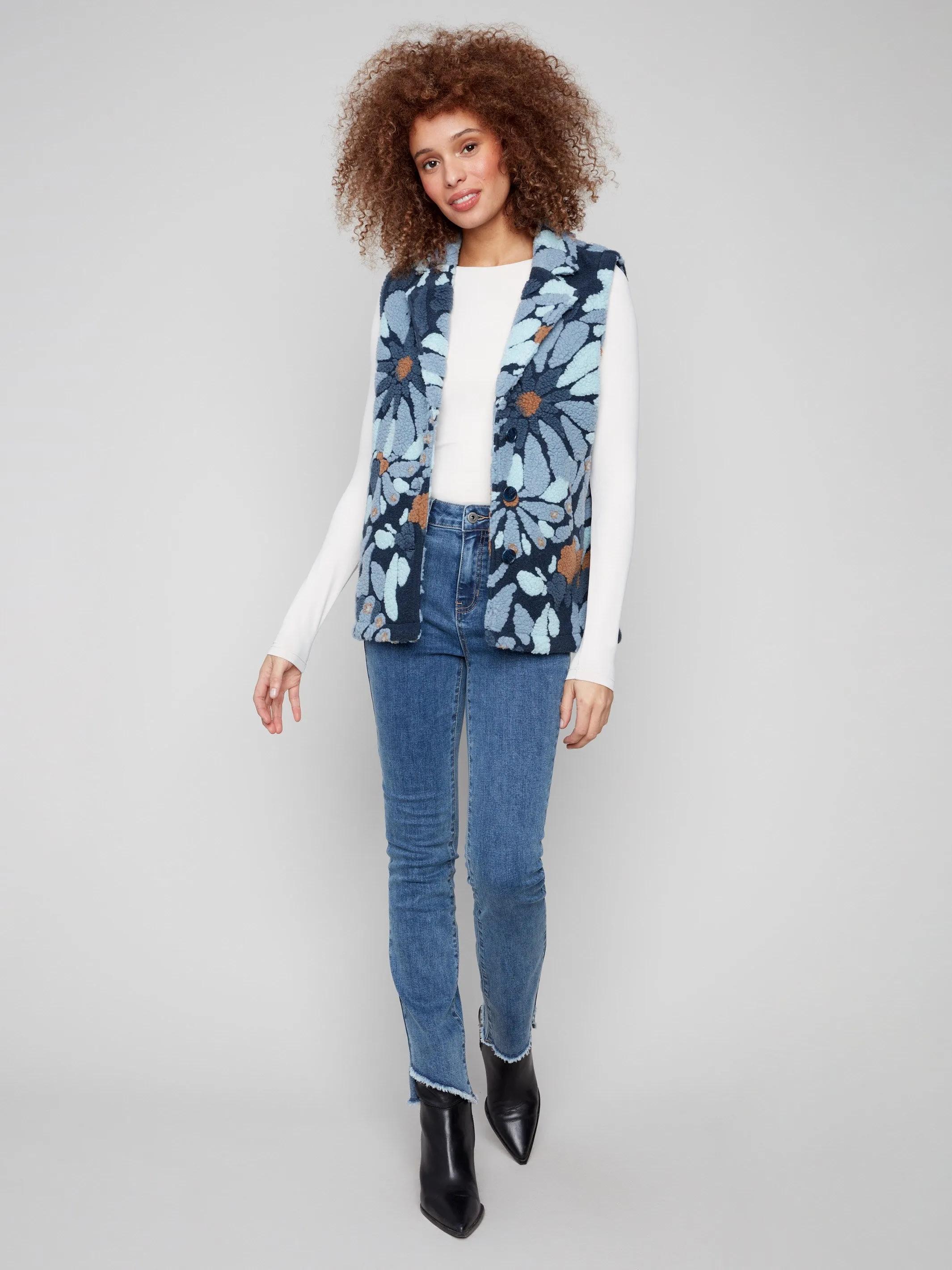 Floral Sherpa Fleece Vest - Oxford sold by Charlie B product image thumbnail 2