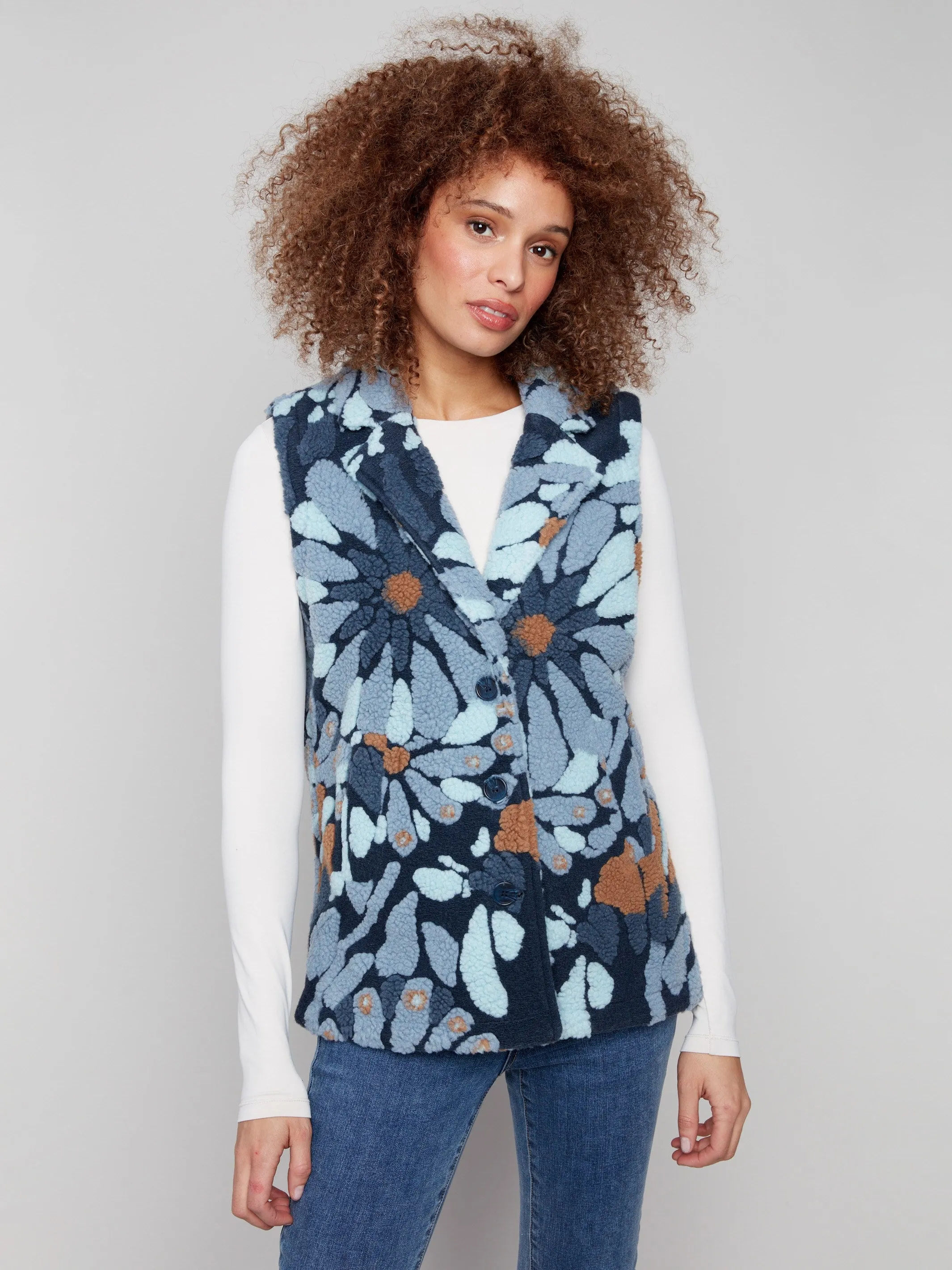 Floral Sherpa Fleece Vest - Oxford sold by Charlie B product image thumbnail 5