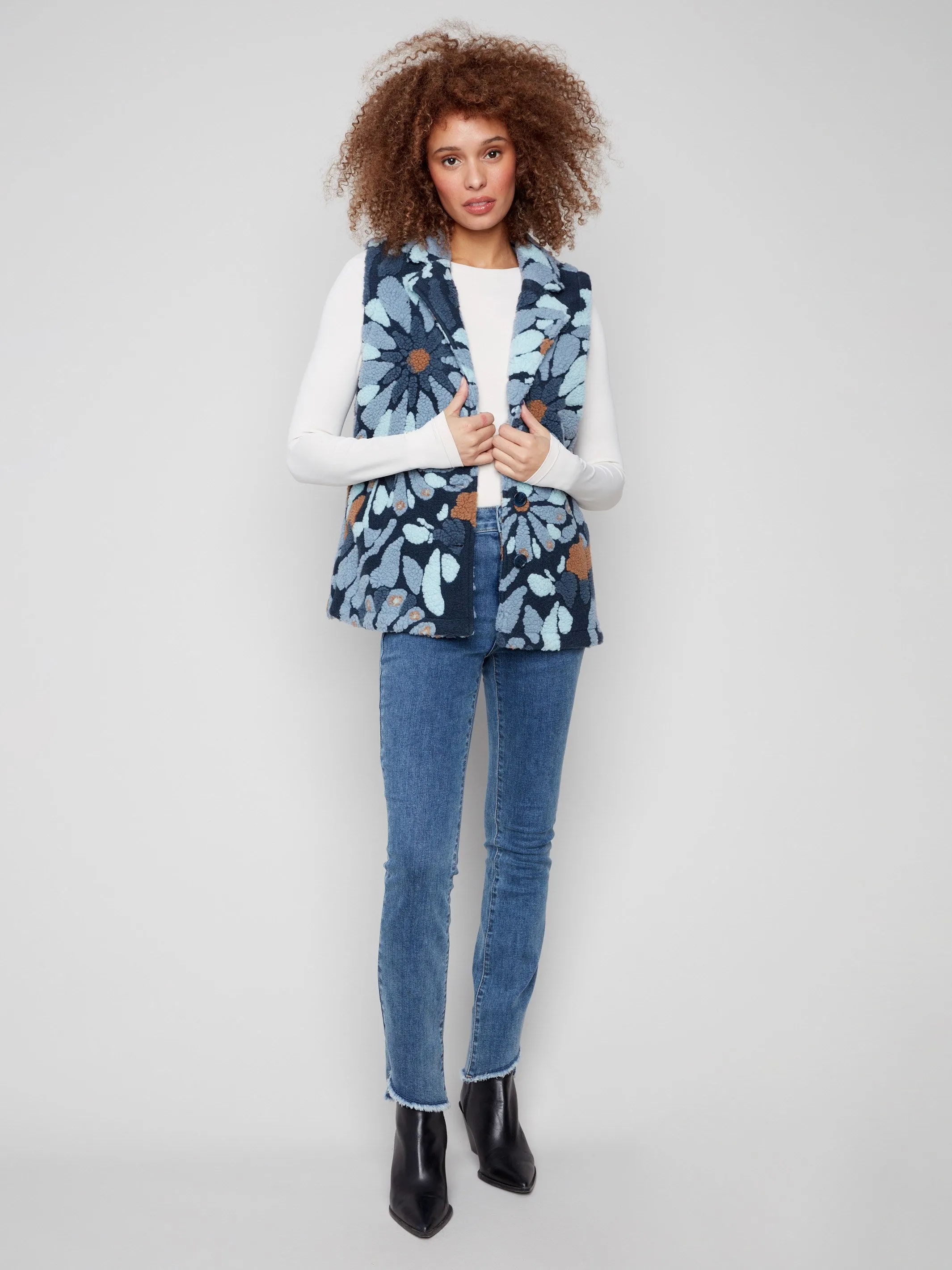 Floral Sherpa Fleece Vest - Oxford sold by Charlie B product image thumbnail 3