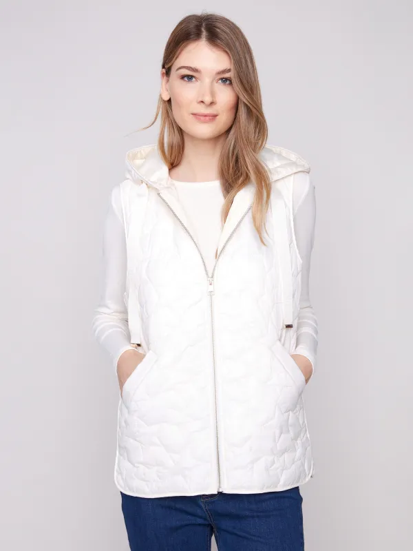 Star Quilted Short Vest - Ecru sold by Charlie B