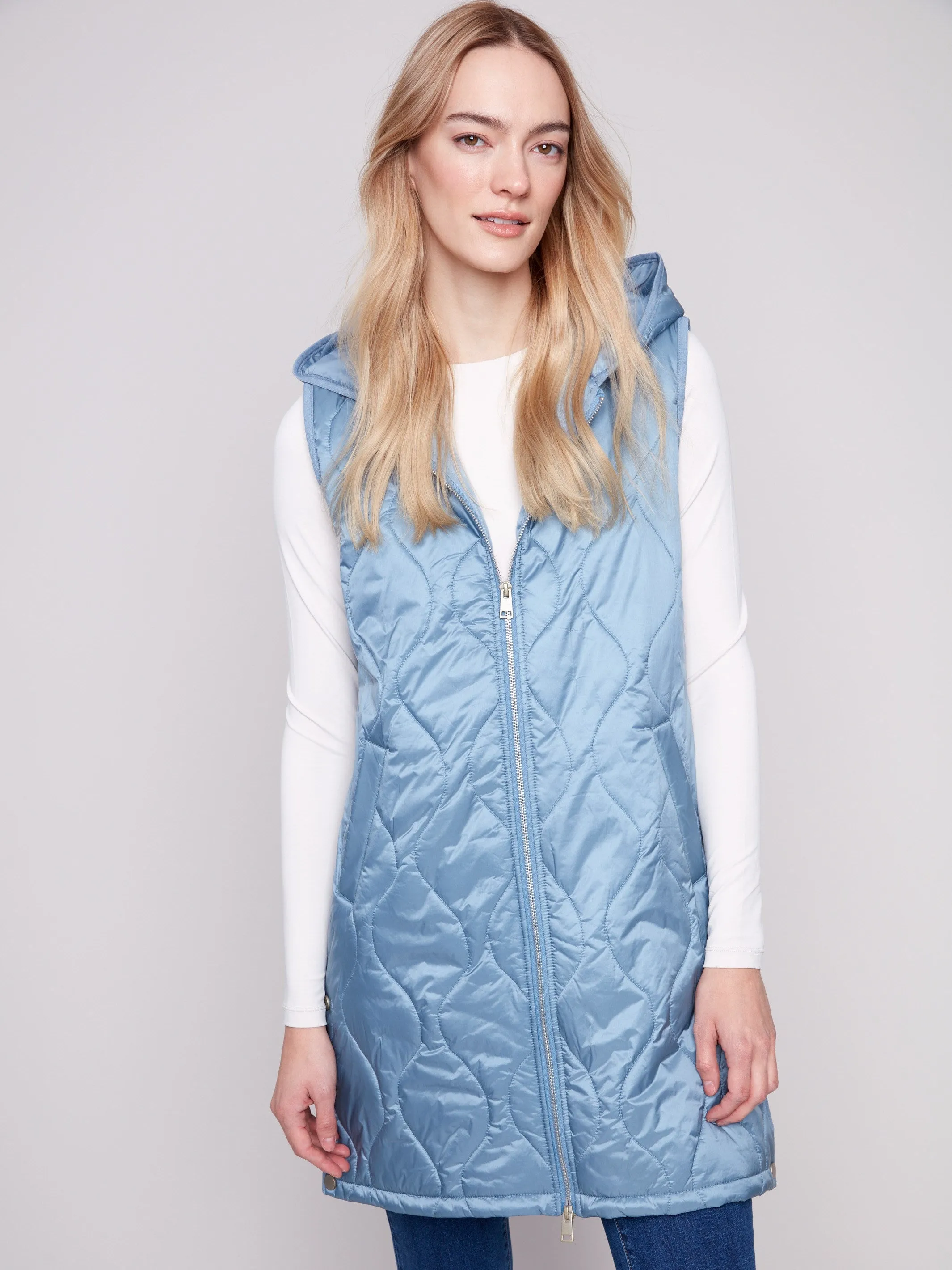 Pearlized Long Hooded Vest - Oxford sold by Charlie B product image thumbnail 2