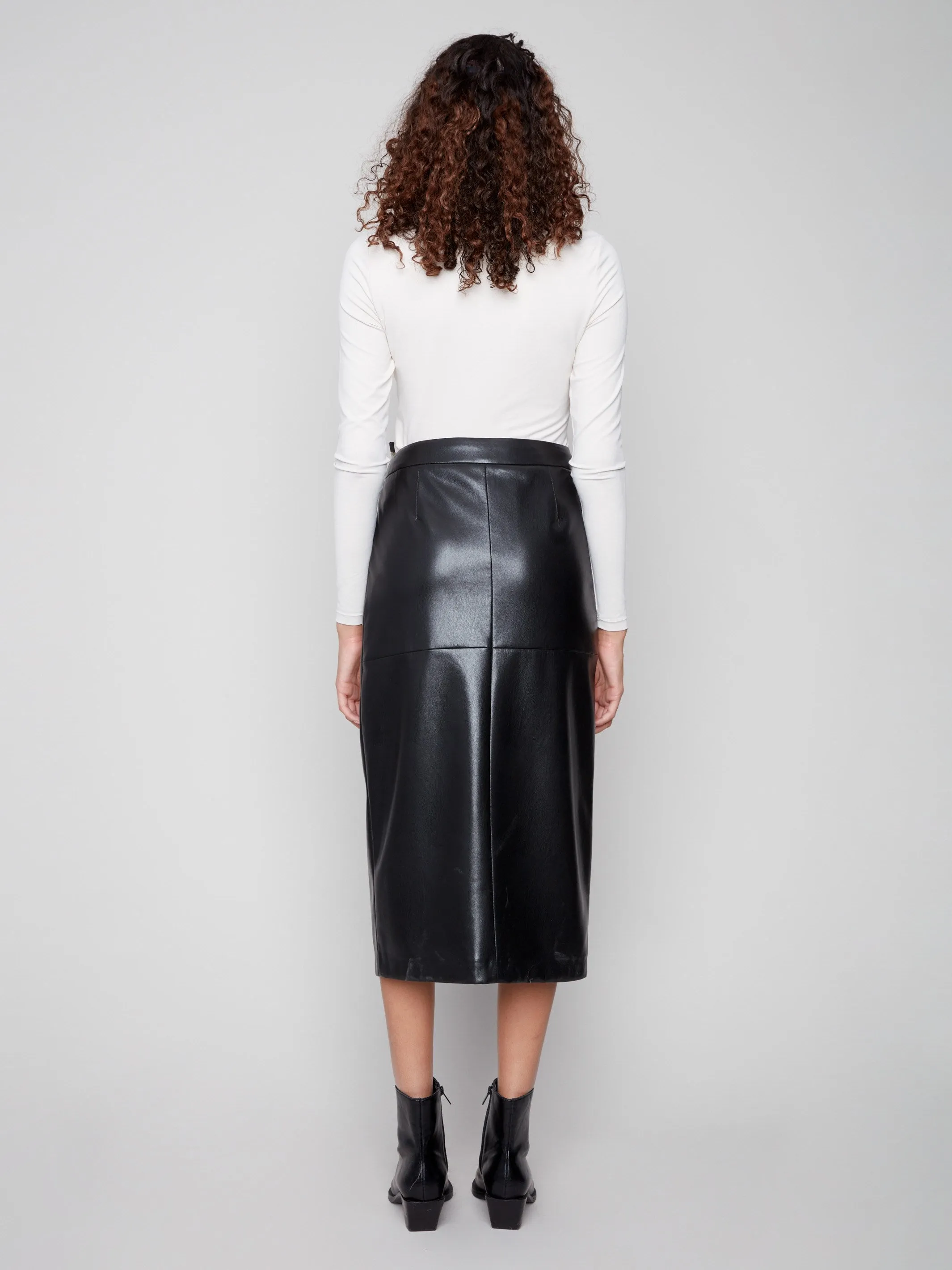 Faux Leather Midi Skirt - Black sold by Charlie B product image thumbnail 5