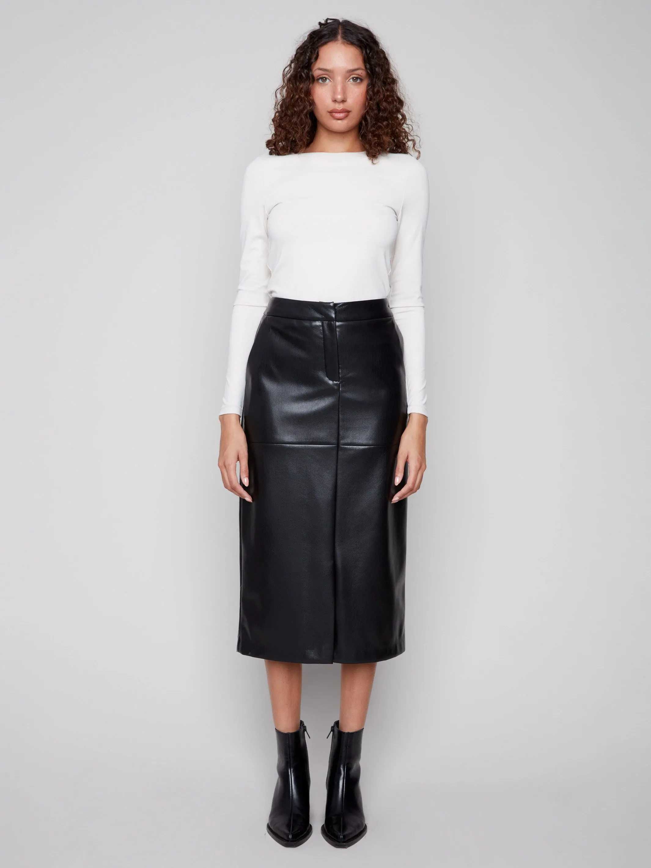 Faux Leather Midi Skirt - Black sold by Charlie B product image thumbnail 4