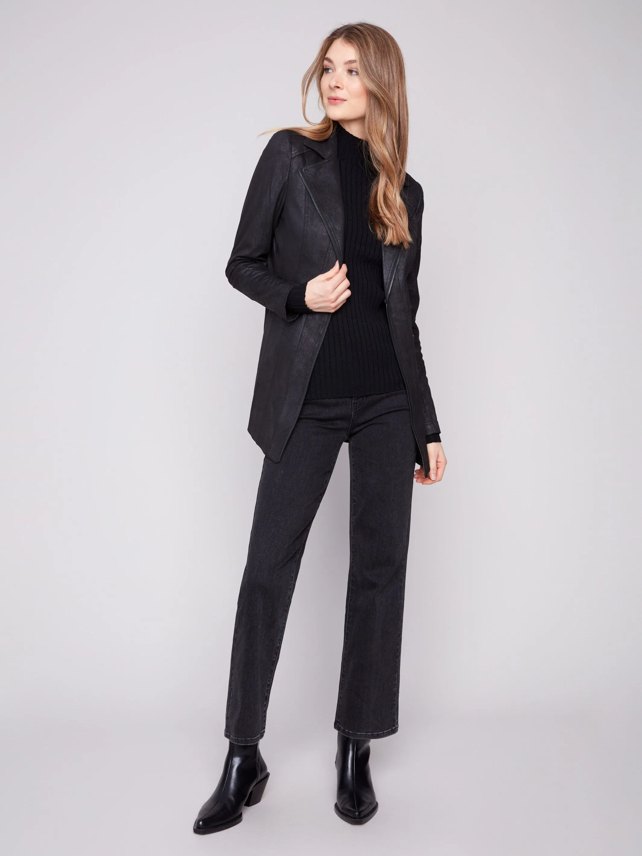 Long Vintage Faux Suede Jacket - Black sold by Charlie B product image thumbnail 5