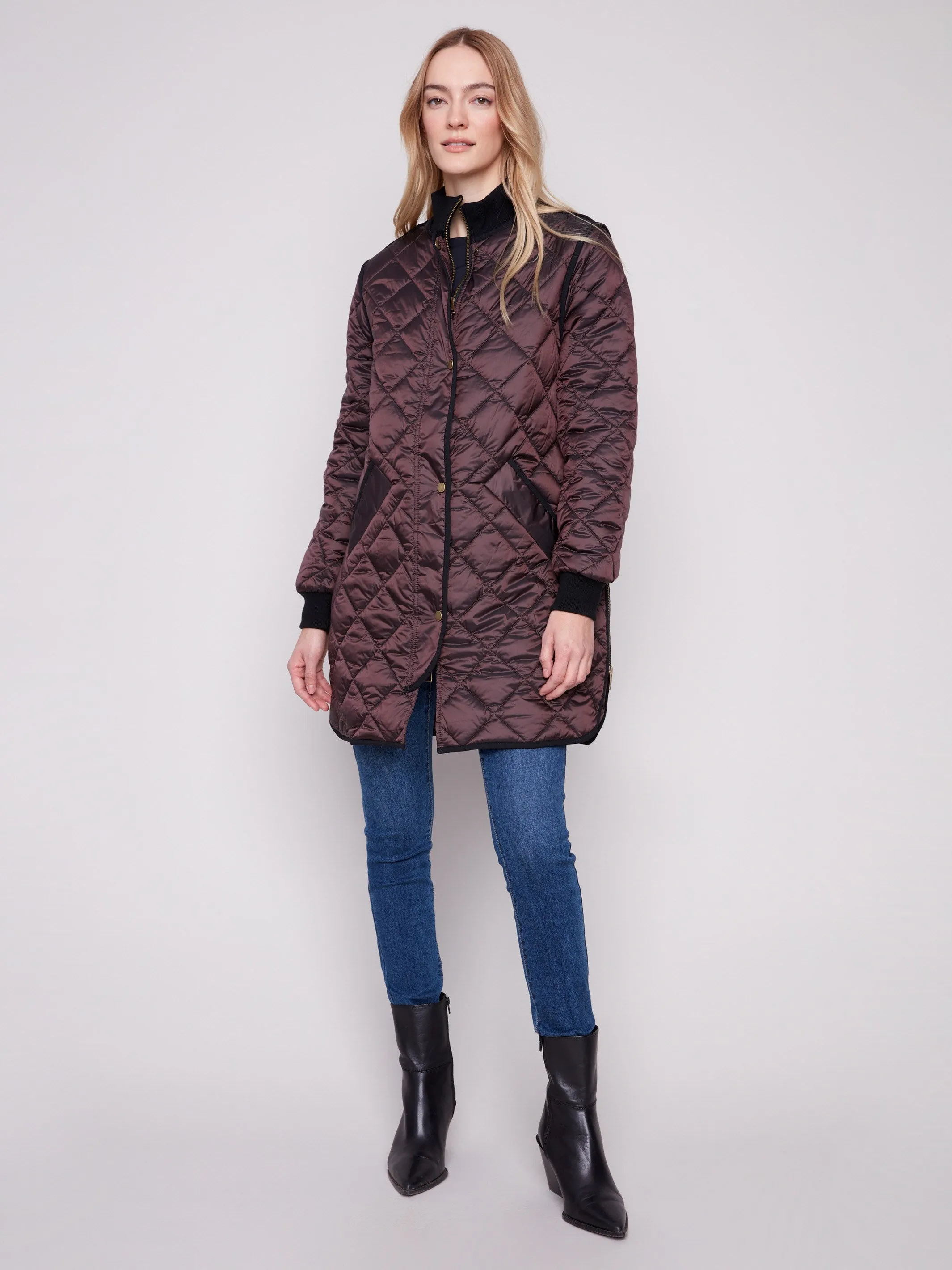 Long Quilted Puffer Jacket - Mocha sold by Charlie B product image thumbnail 4