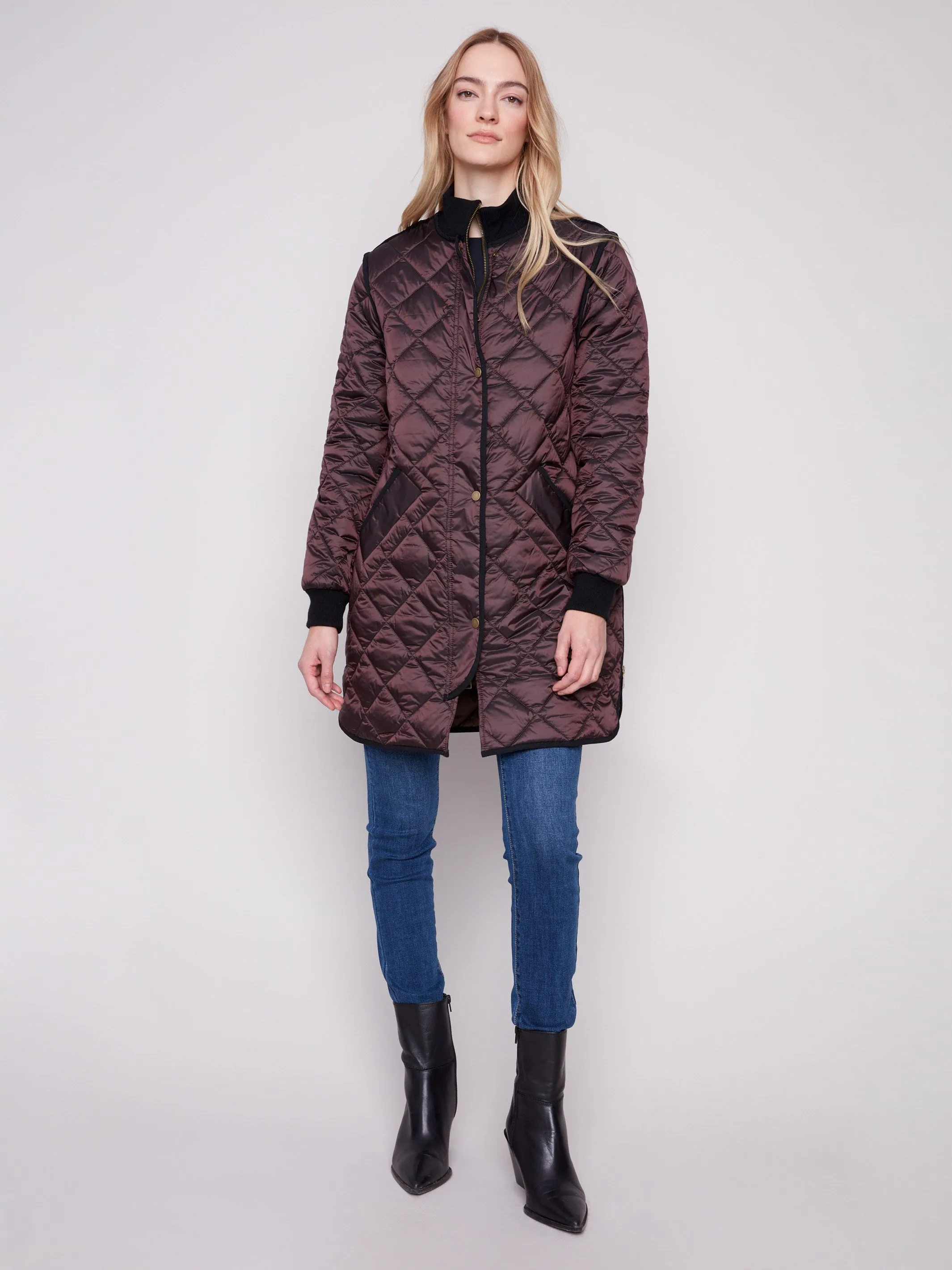 Long Quilted Puffer Jacket - Mocha sold by Charlie B product image thumbnail 5