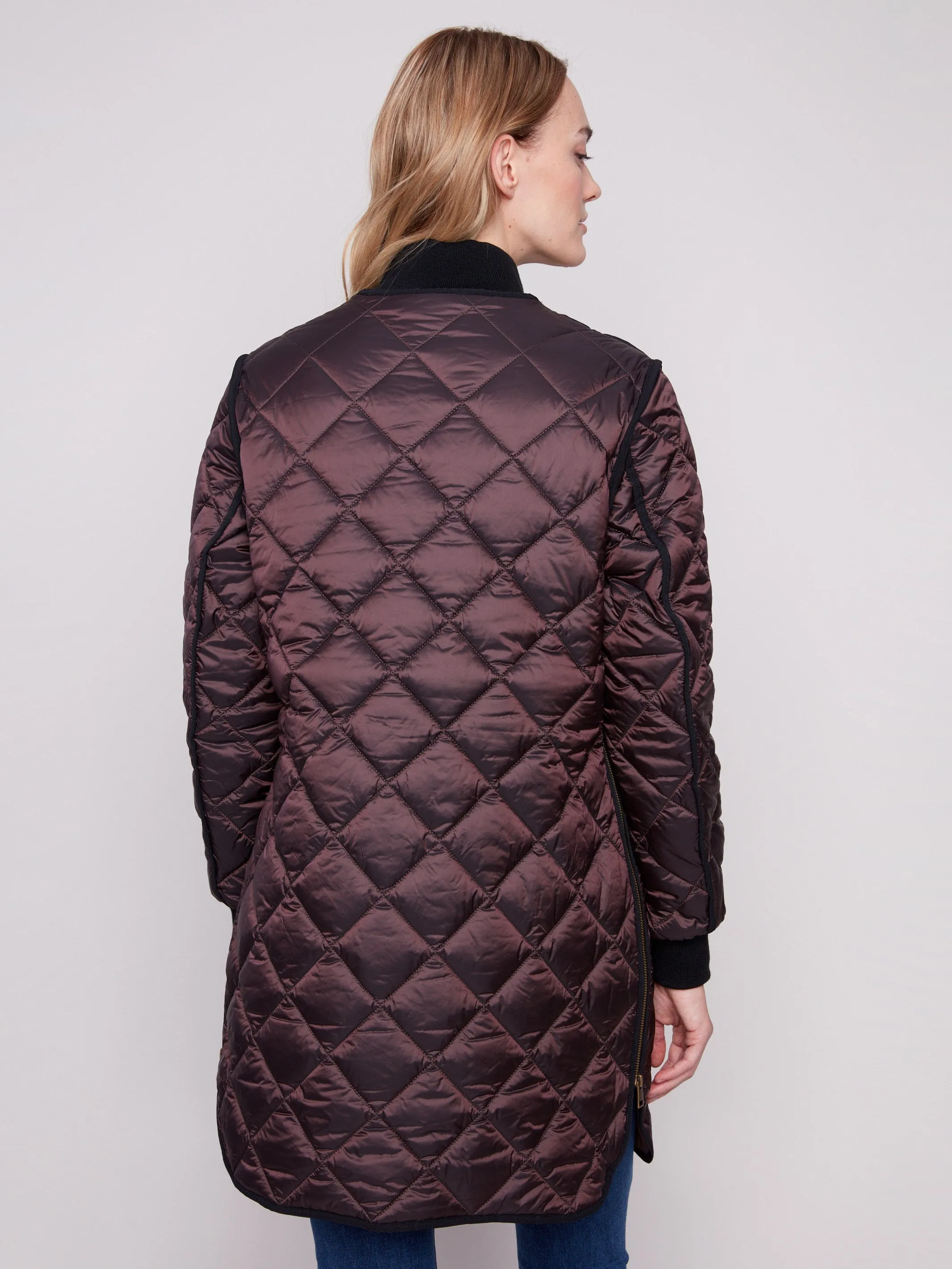 Long Quilted Puffer Jacket - Mocha sold by Charlie B product image thumbnail 3