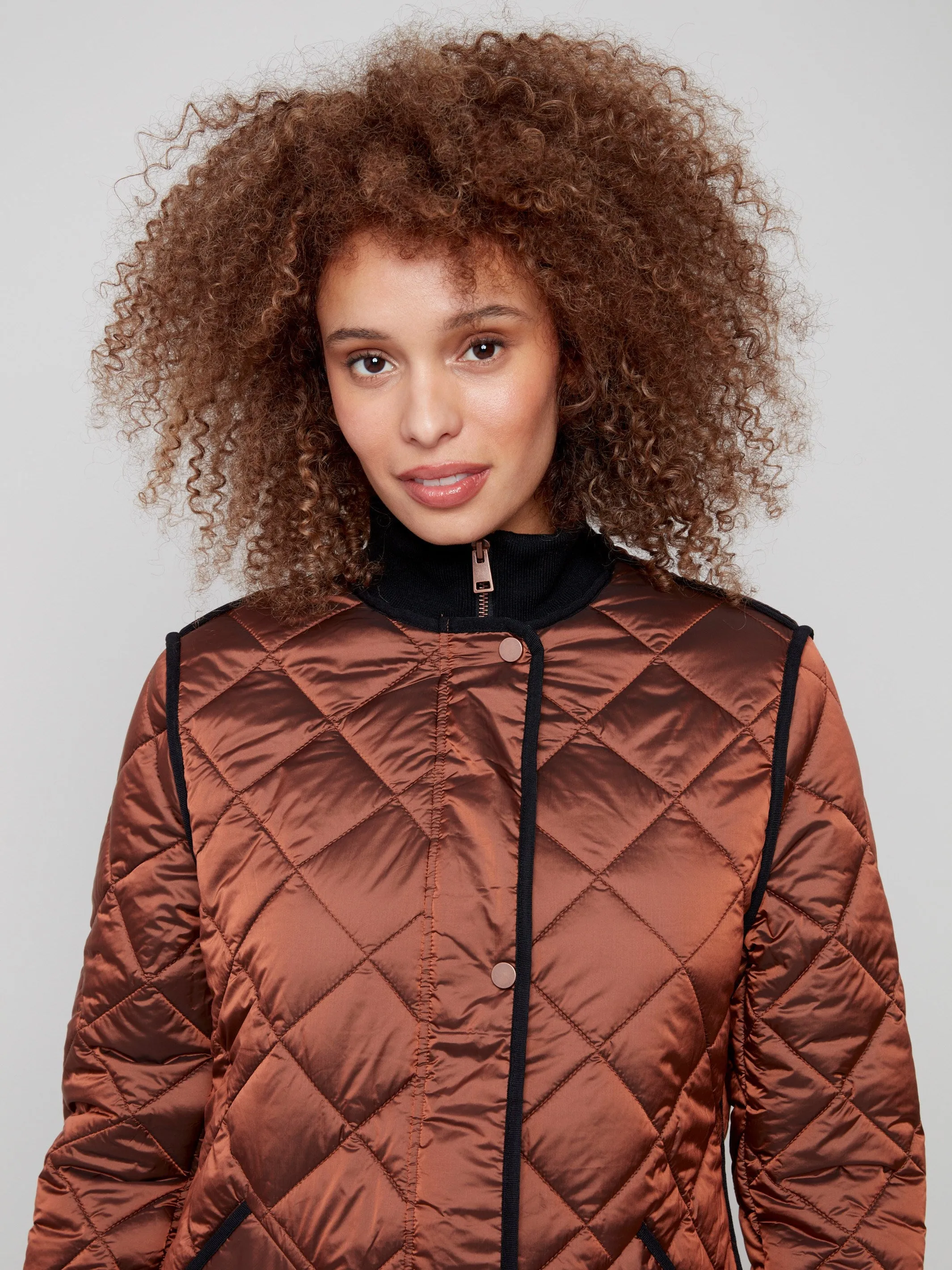 Long Quilted Puffer Jacket - Sepia sold by Charlie B product image thumbnail 5
