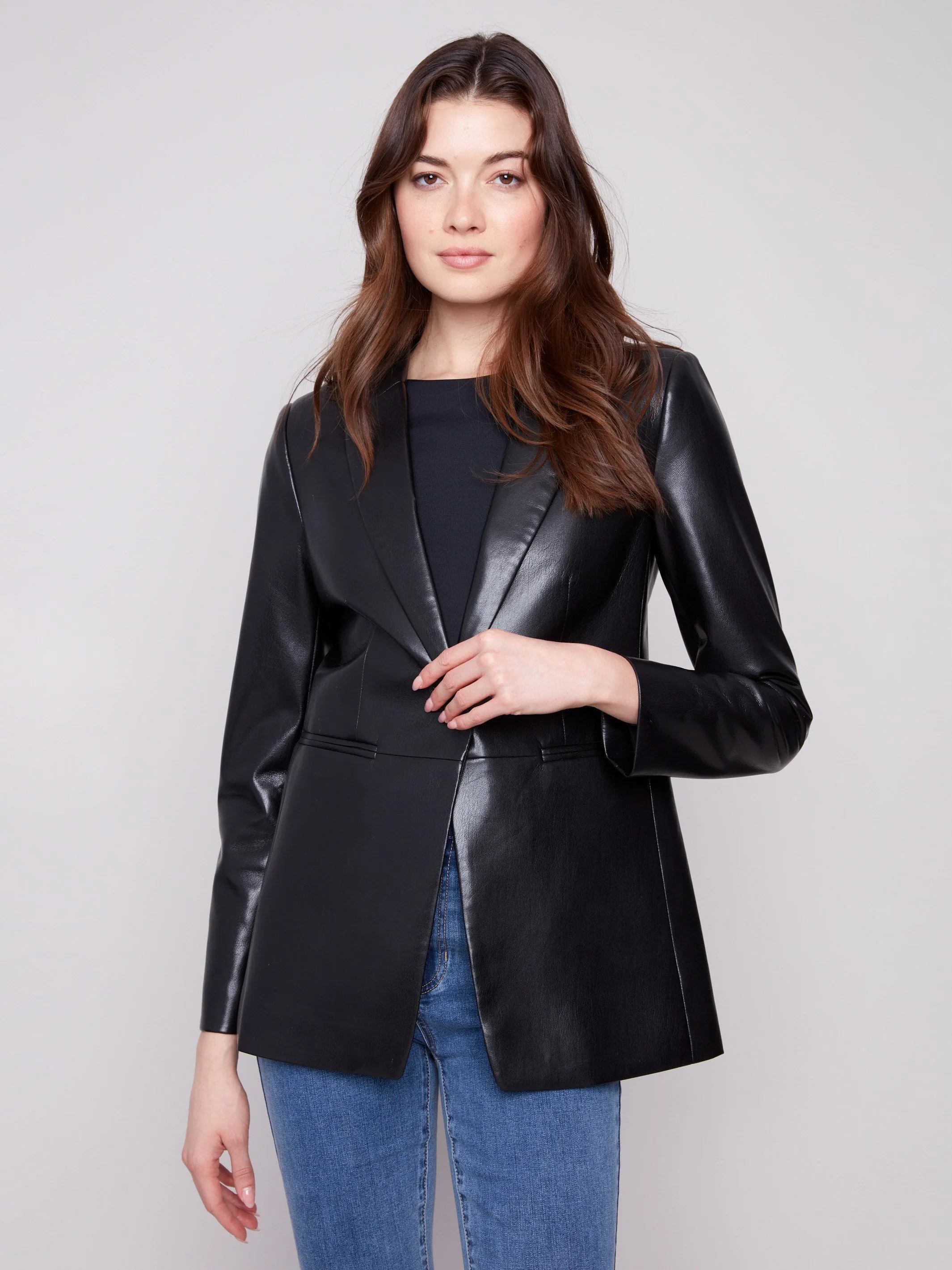 Faux Leather Blazer - Black sold by Charlie B product image thumbnail 3