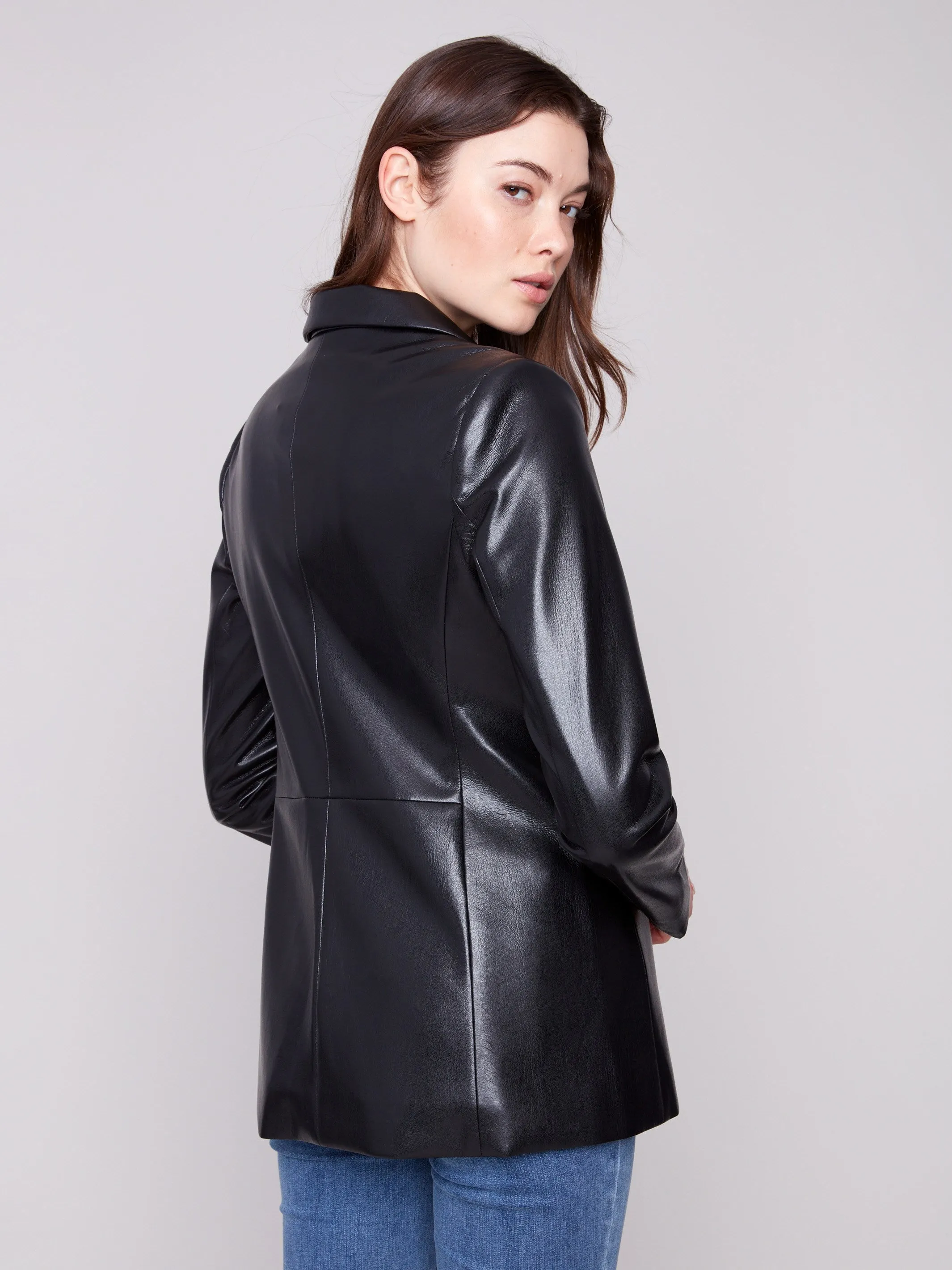 Faux Leather Blazer - Black sold by Charlie B product image thumbnail 4