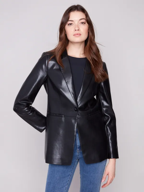 Faux Leather Blazer - Black sold by Charlie B
