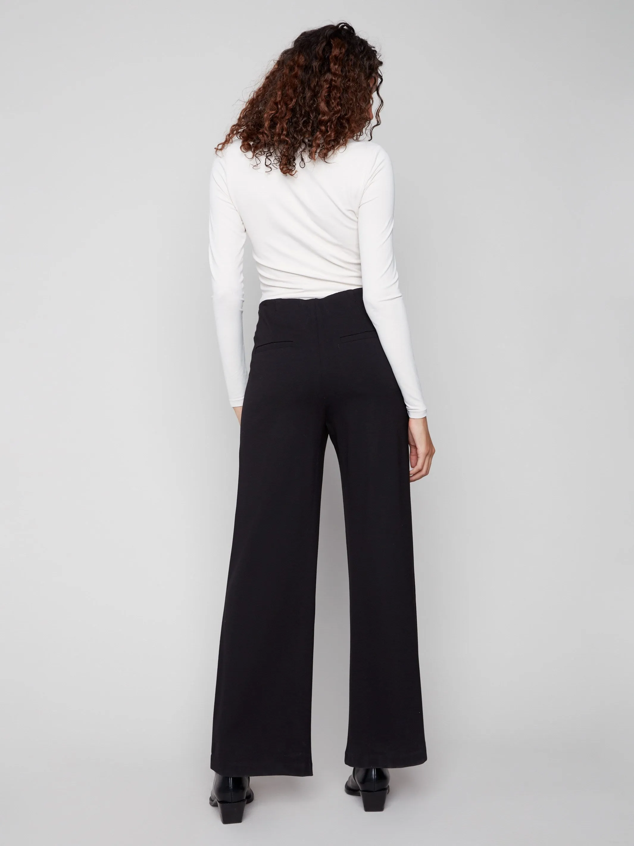Pull-On Ponte Wide Leg Pants - Black sold by Charlie B product image thumbnail 4