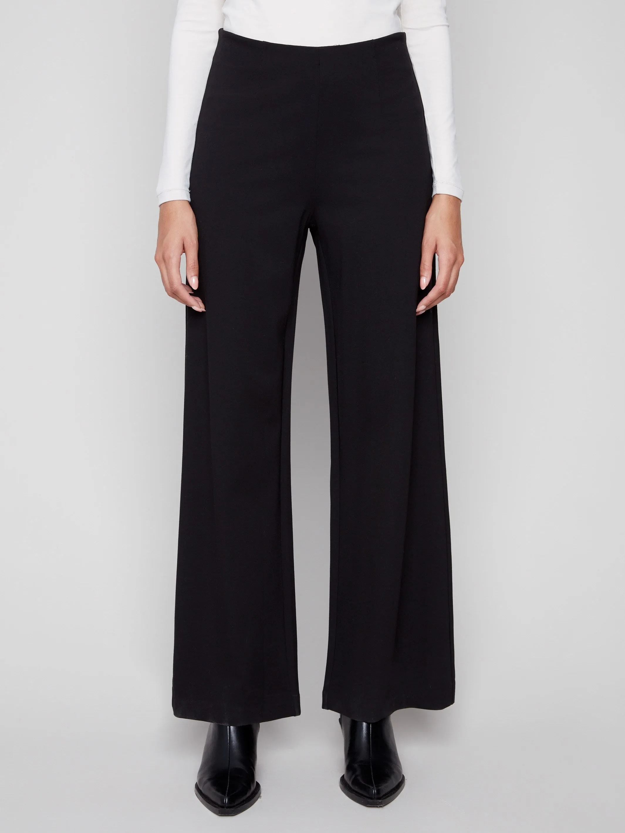 Pull-On Ponte Wide Leg Pants - Black sold by Charlie B product image thumbnail 2