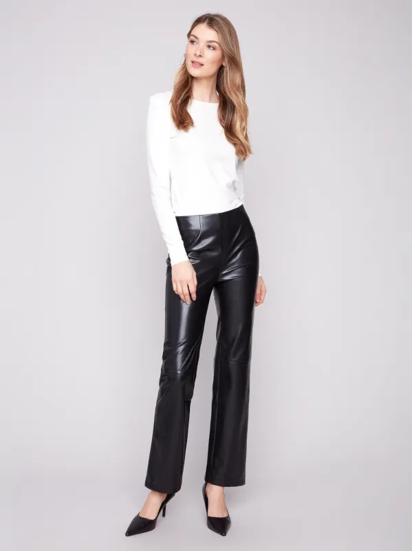 Faux Leather Pull-On Pants - Black sold by Charlie B