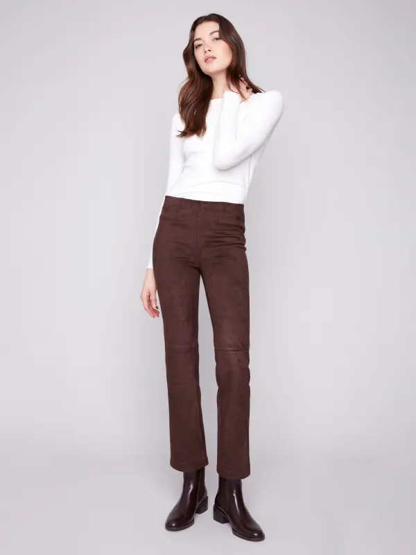 Faux Suede Pull-On Pants - Mocha sold by Charlie B