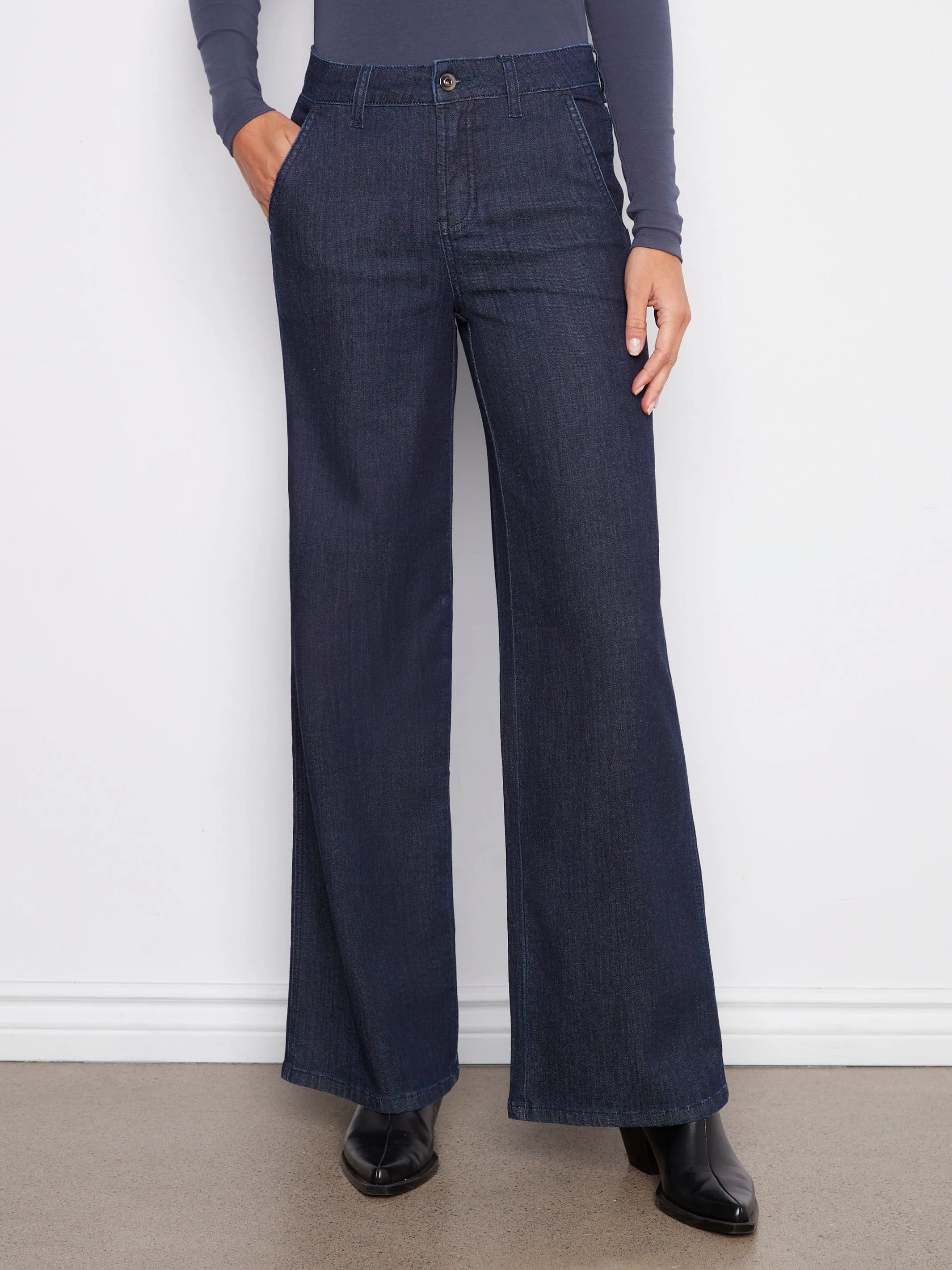 Wide Leg Stretch Jeans - Blue Black sold by Charlie B product image thumbnail 2