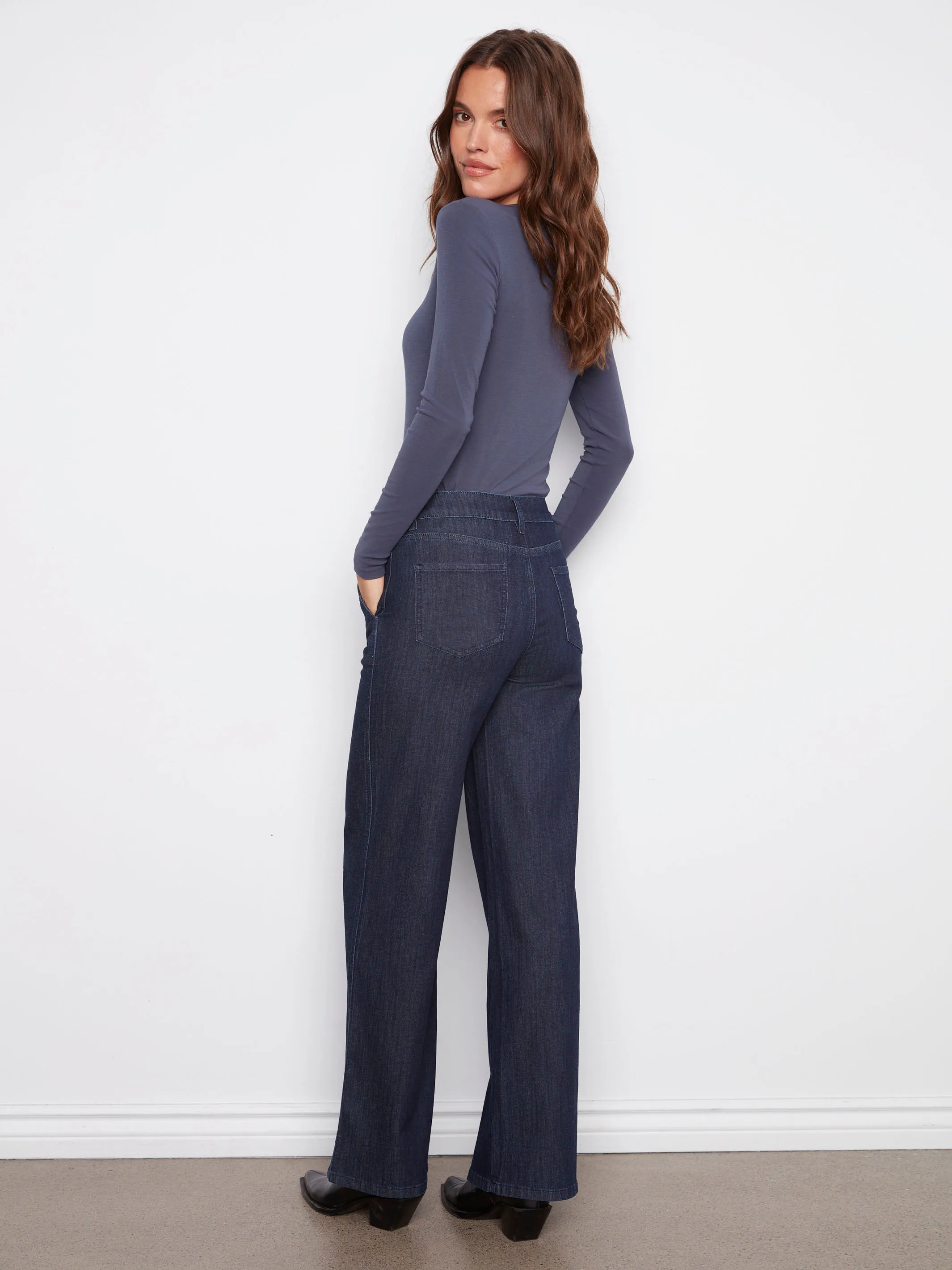 Wide Leg Stretch Jeans - Blue Black sold by Charlie B product image thumbnail 3