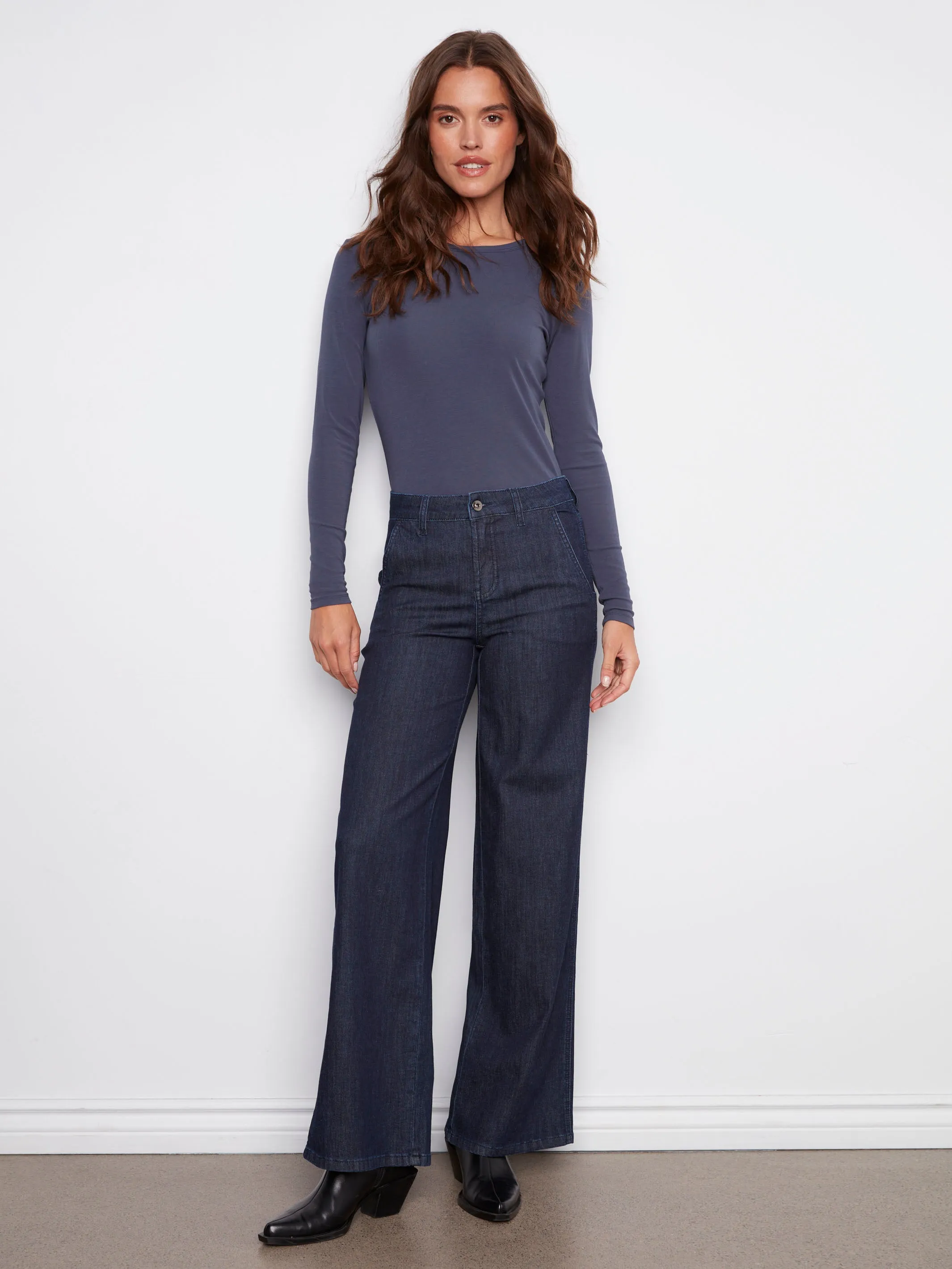 Wide Leg Stretch Jeans - Blue Black sold by Charlie B product image thumbnail 4